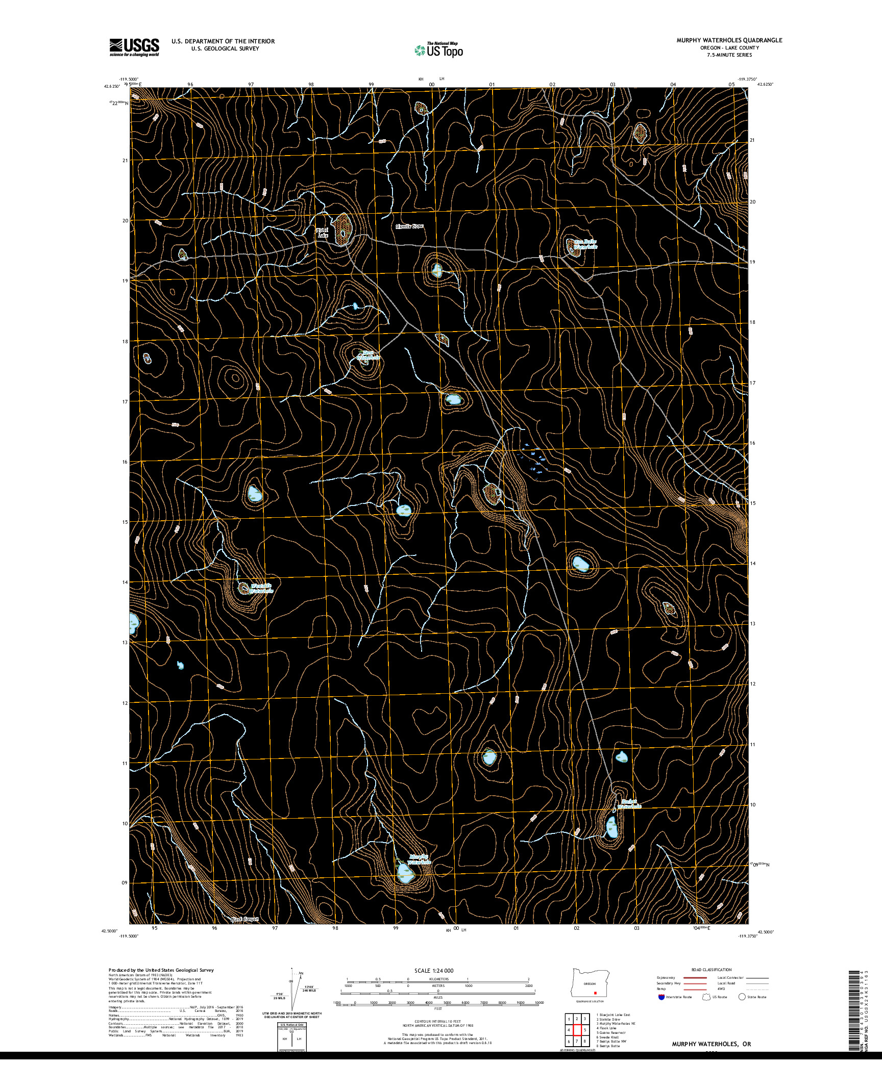 USGS US TOPO 7.5-MINUTE MAP FOR MURPHY WATERHOLES, OR 2020