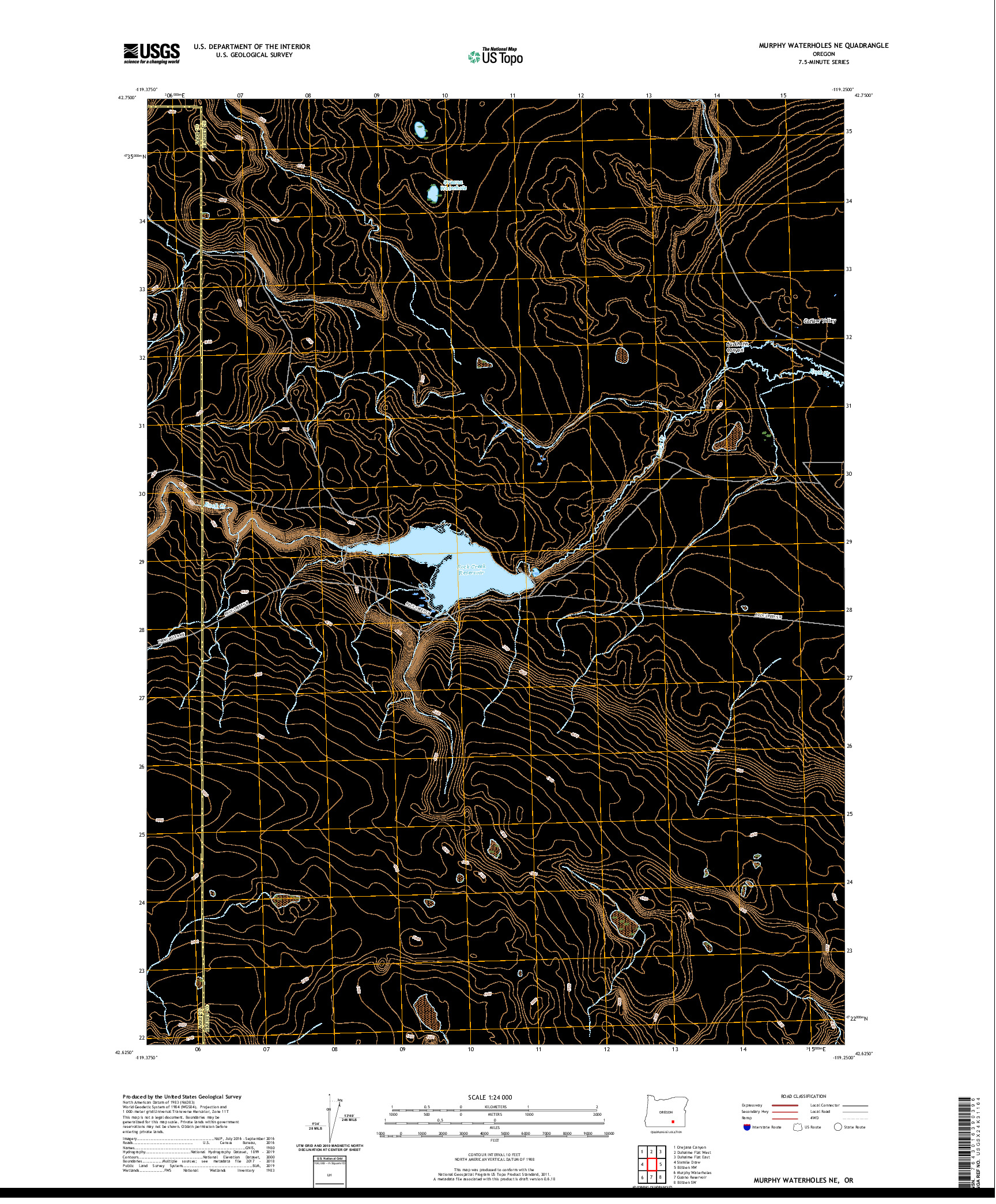 USGS US TOPO 7.5-MINUTE MAP FOR MURPHY WATERHOLES NE, OR 2020