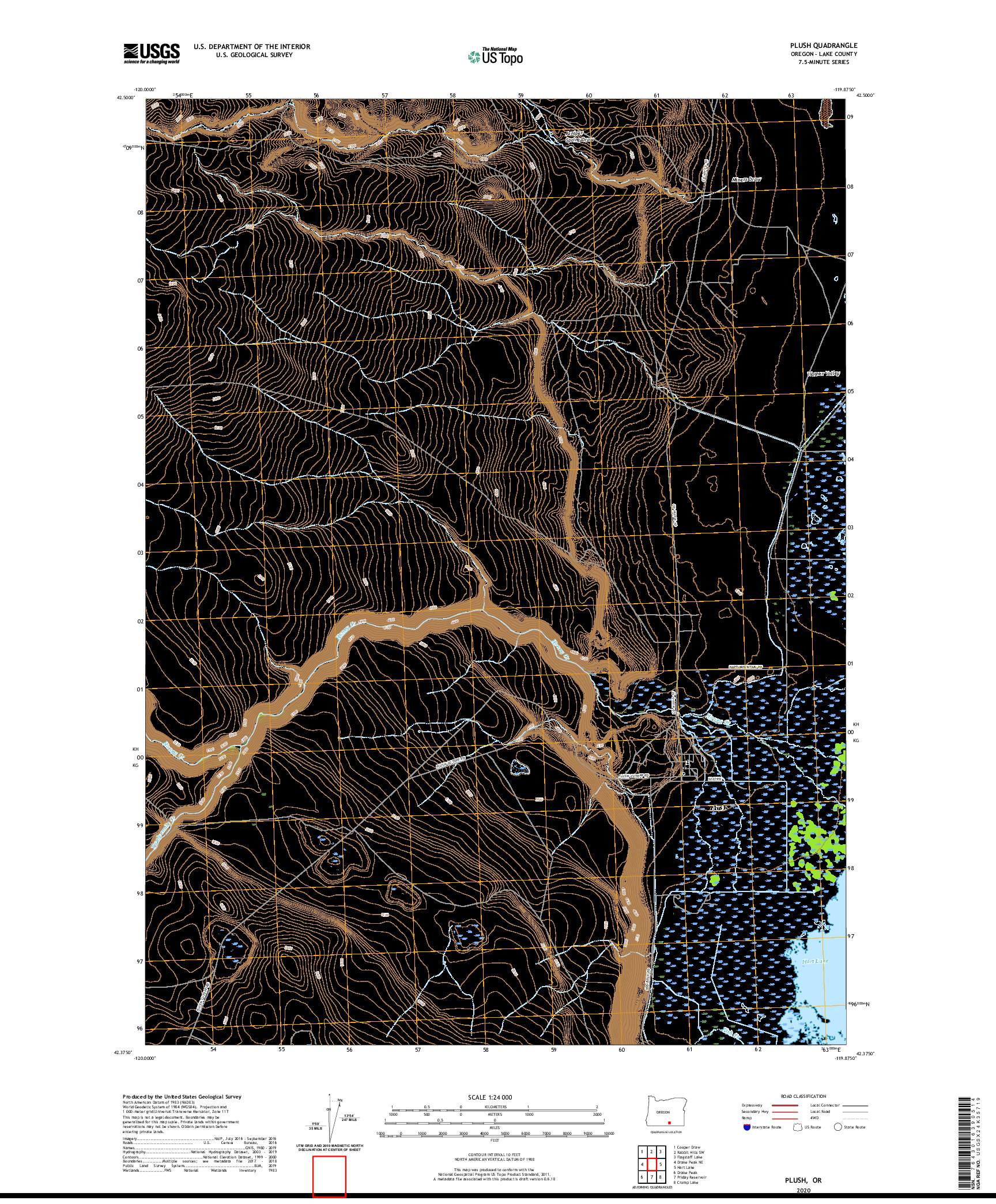 USGS US TOPO 7.5-MINUTE MAP FOR PLUSH, OR 2020