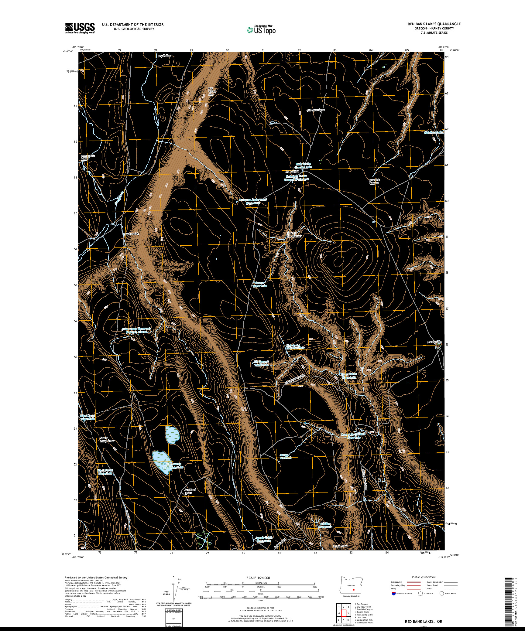 USGS US TOPO 7.5-MINUTE MAP FOR RED BANK LAKES, OR 2020