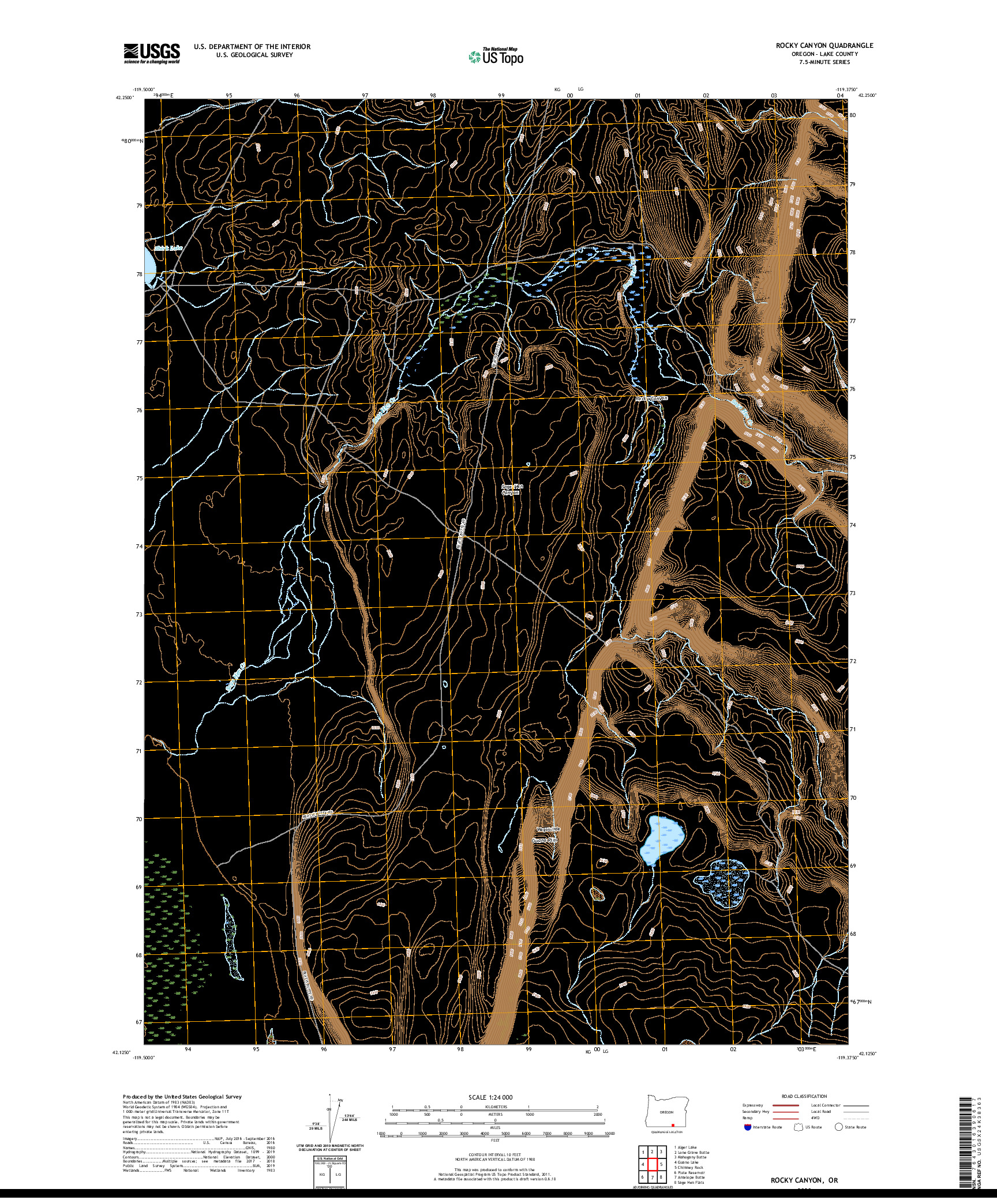 USGS US TOPO 7.5-MINUTE MAP FOR ROCKY CANYON, OR 2020