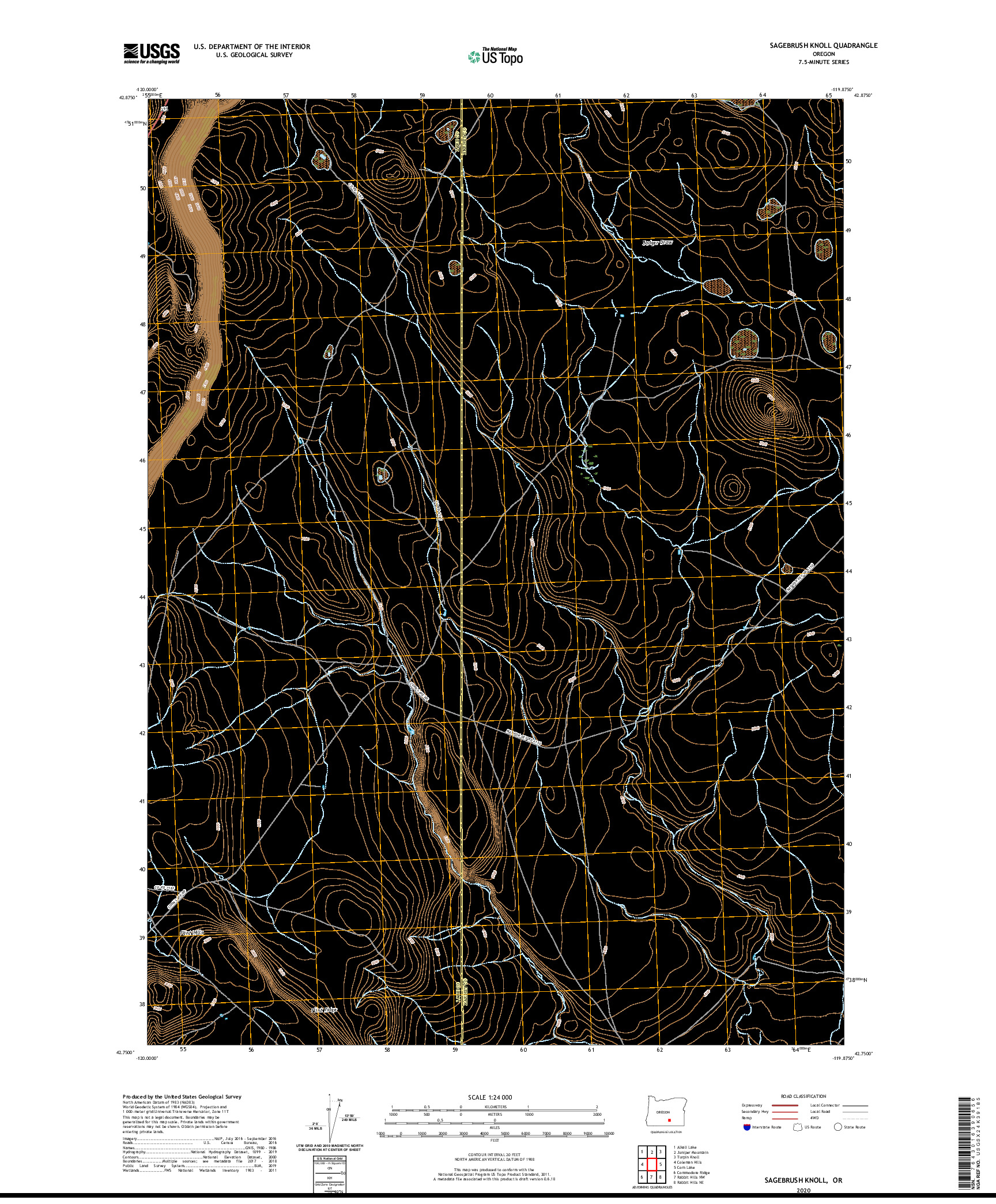 USGS US TOPO 7.5-MINUTE MAP FOR SAGEBRUSH KNOLL, OR 2020