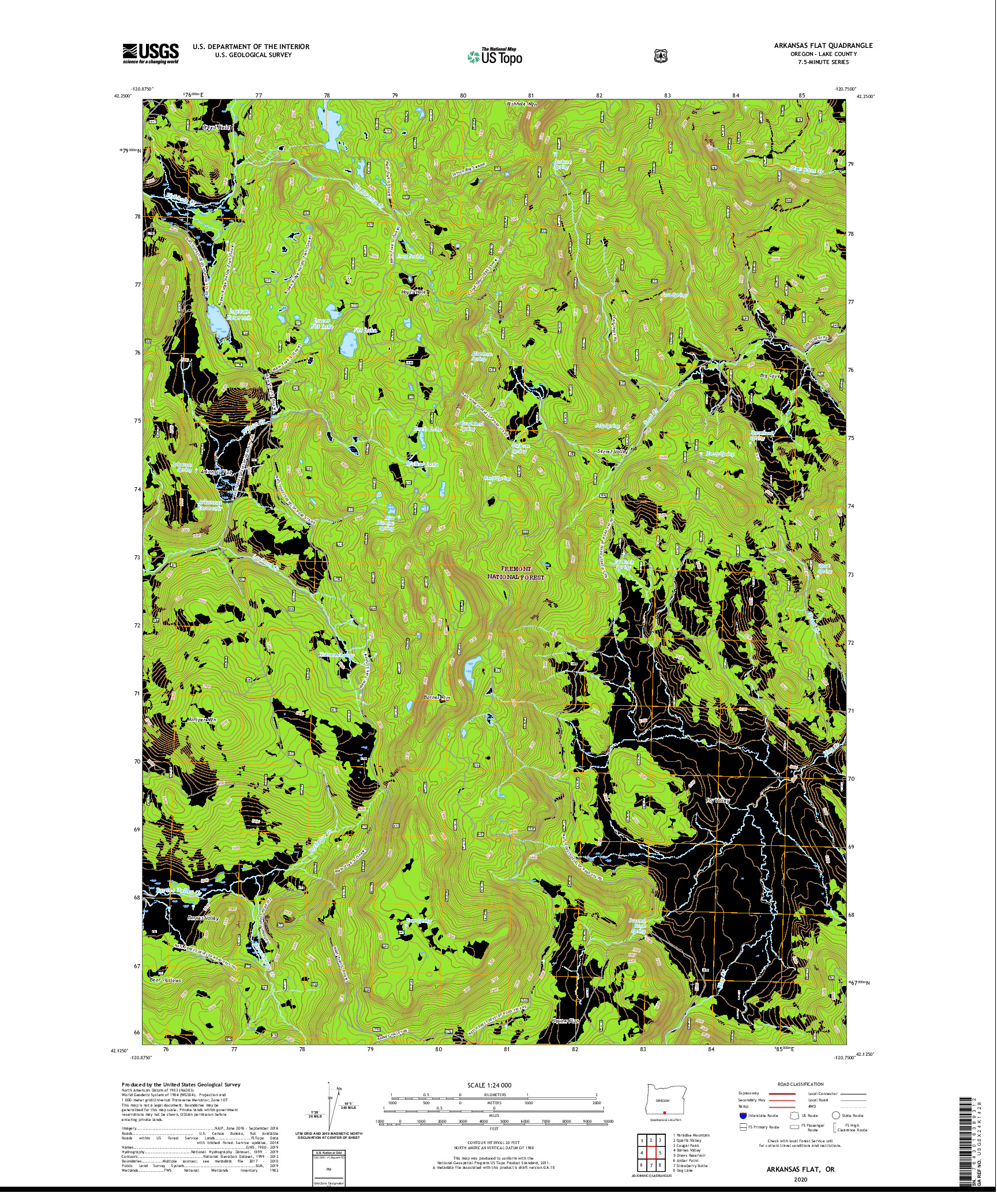 USGS US TOPO 7.5-MINUTE MAP FOR ARKANSAS FLAT, OR 2020