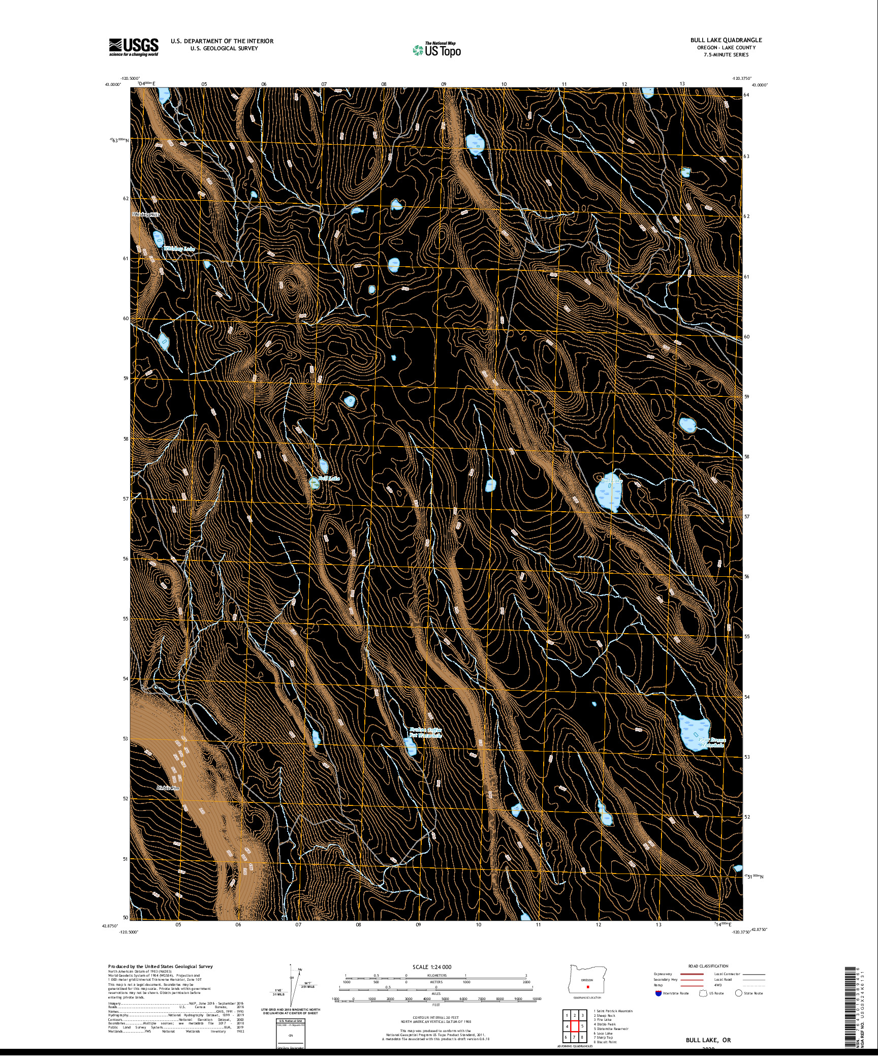 USGS US TOPO 7.5-MINUTE MAP FOR BULL LAKE, OR 2020