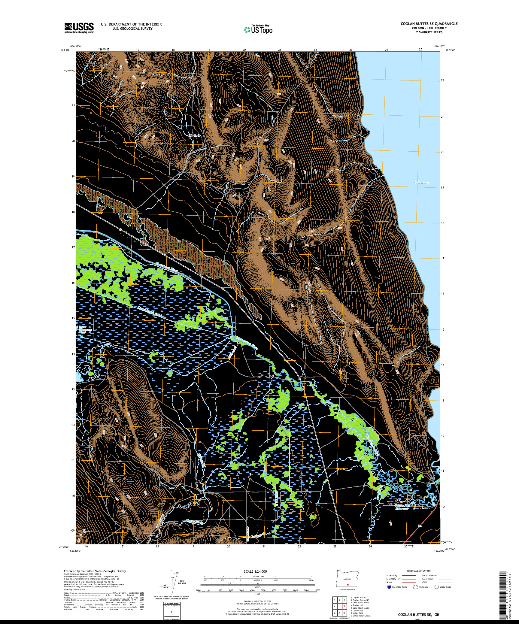 USGS US TOPO 7.5-MINUTE MAP FOR COGLAN BUTTES SE, OR 2020