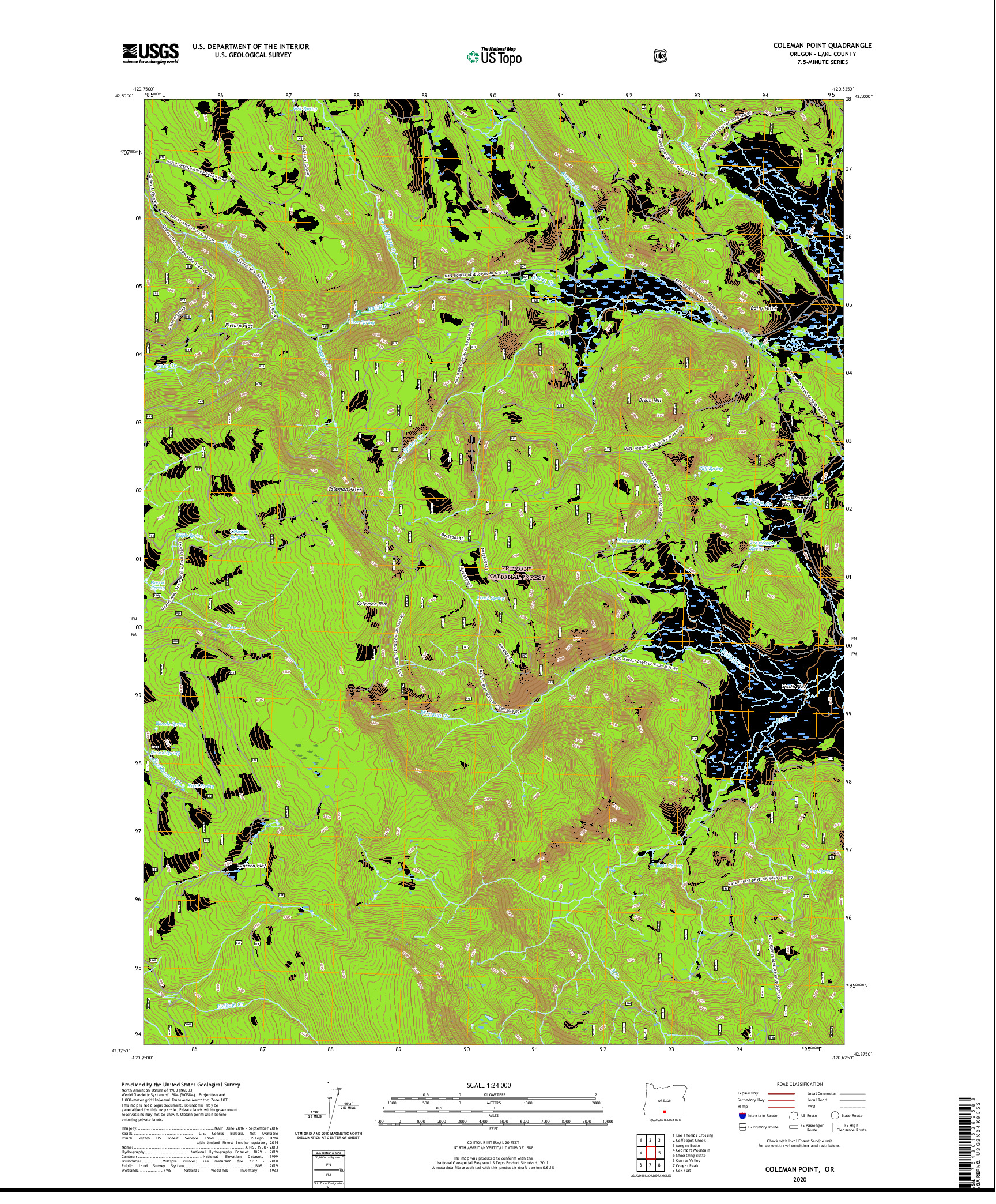 USGS US TOPO 7.5-MINUTE MAP FOR COLEMAN POINT, OR 2020