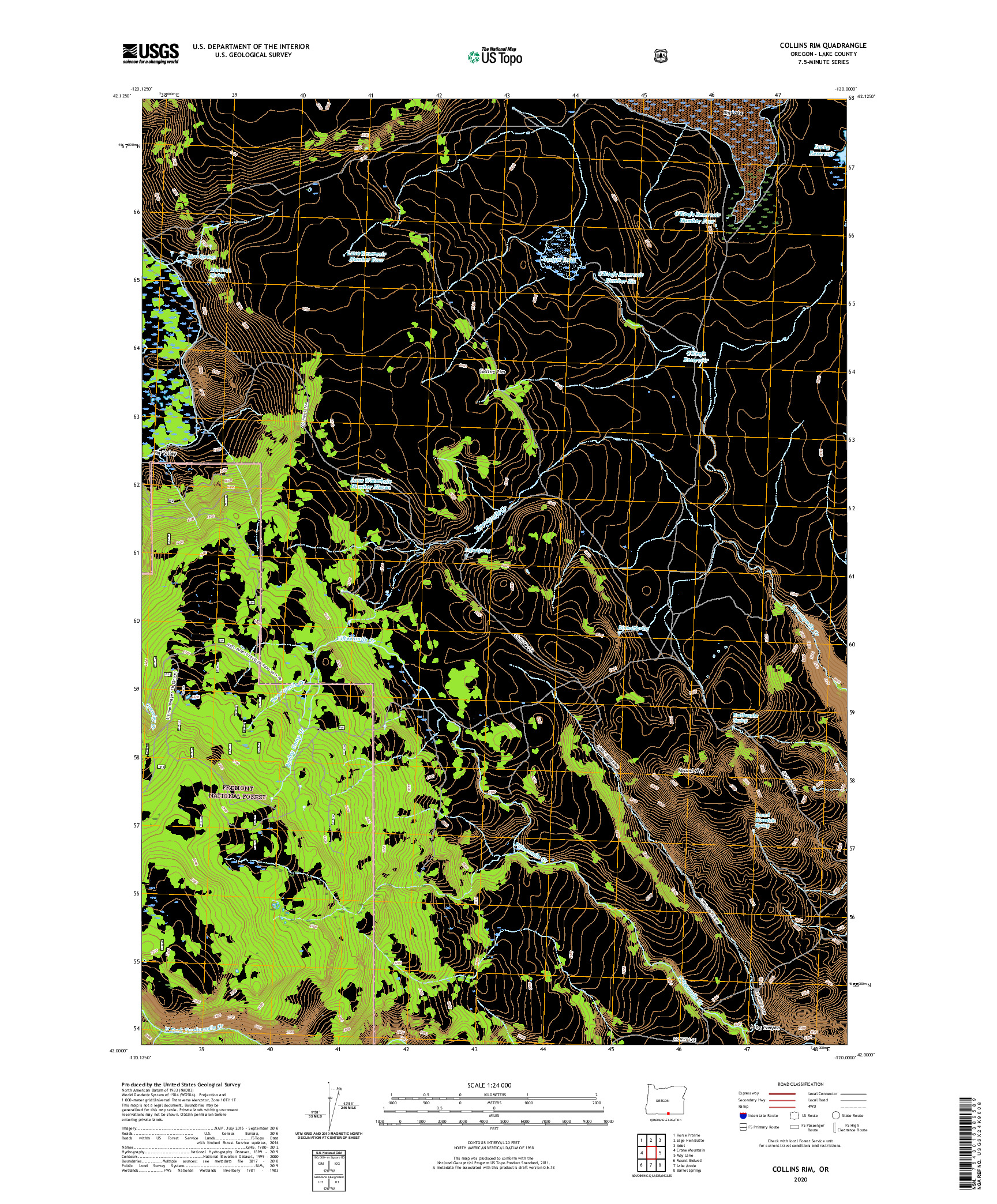 USGS US TOPO 7.5-MINUTE MAP FOR COLLINS RIM, OR 2020