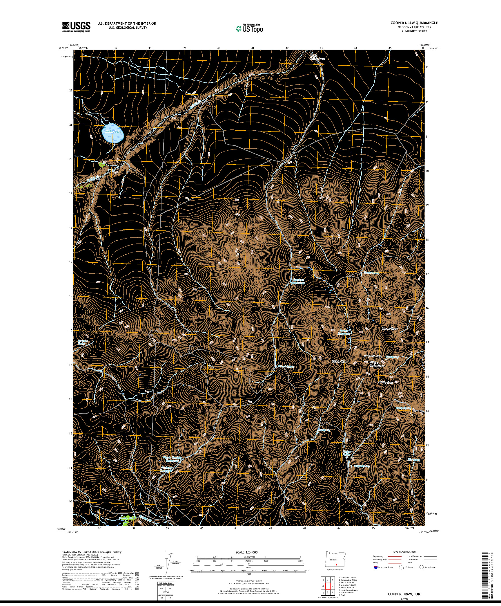 USGS US TOPO 7.5-MINUTE MAP FOR COOPER DRAW, OR 2020