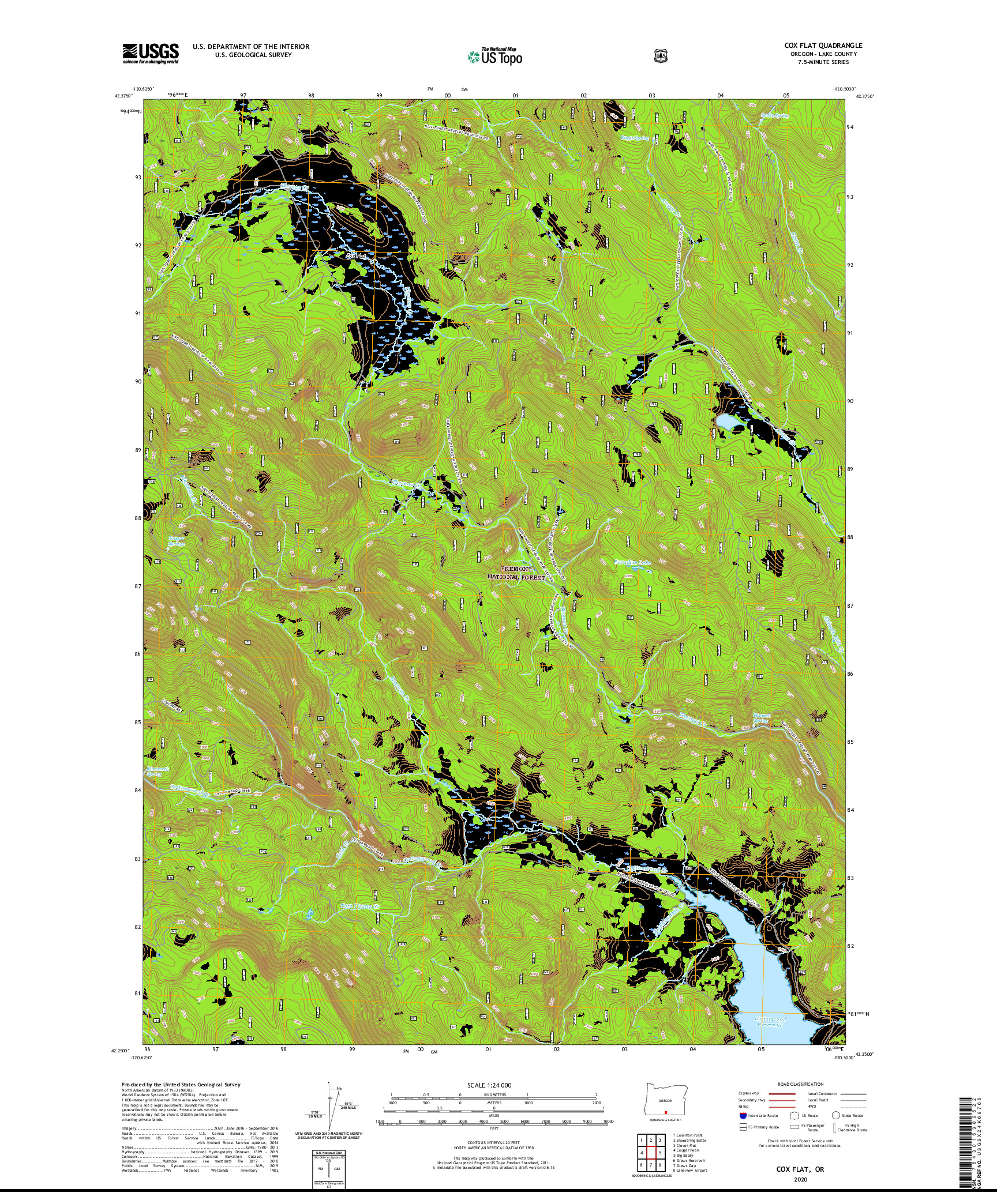 USGS US TOPO 7.5-MINUTE MAP FOR COX FLAT, OR 2020