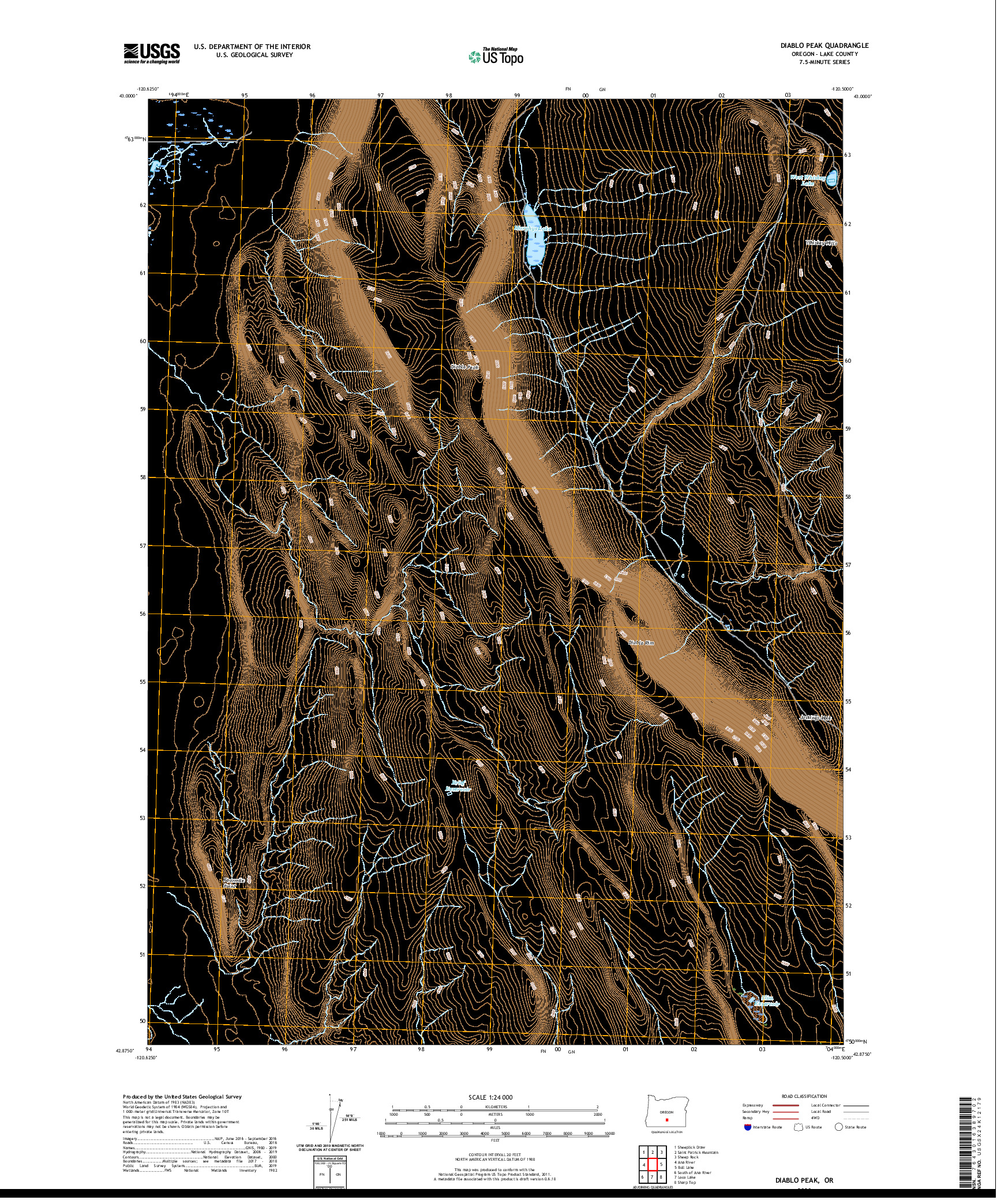 USGS US TOPO 7.5-MINUTE MAP FOR DIABLO PEAK, OR 2020