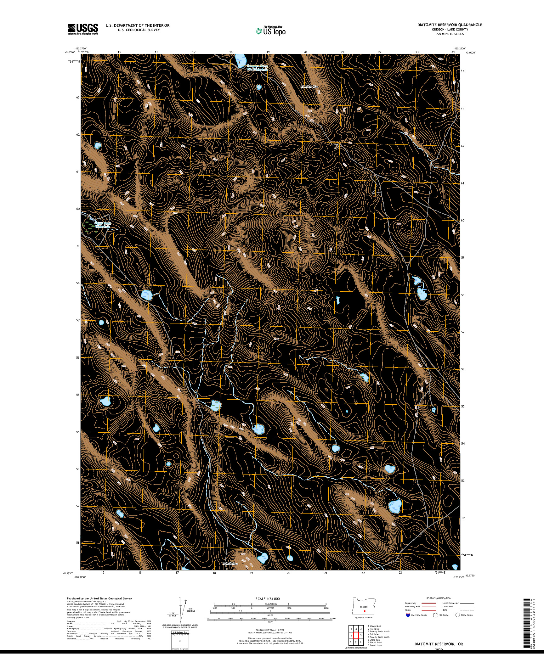 USGS US TOPO 7.5-MINUTE MAP FOR DIATOMITE RESERVOIR, OR 2020