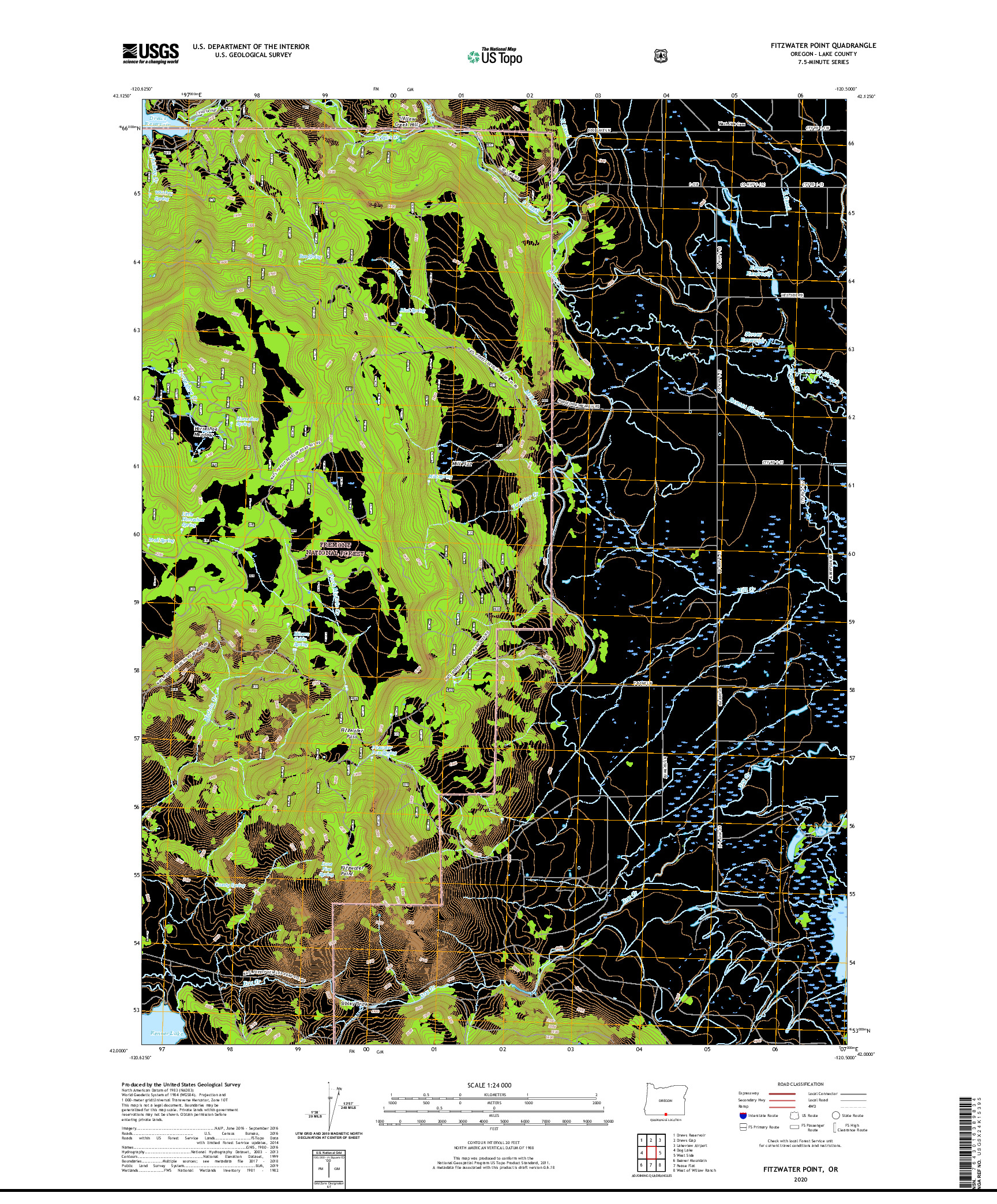 USGS US TOPO 7.5-MINUTE MAP FOR FITZWATER POINT, OR 2020