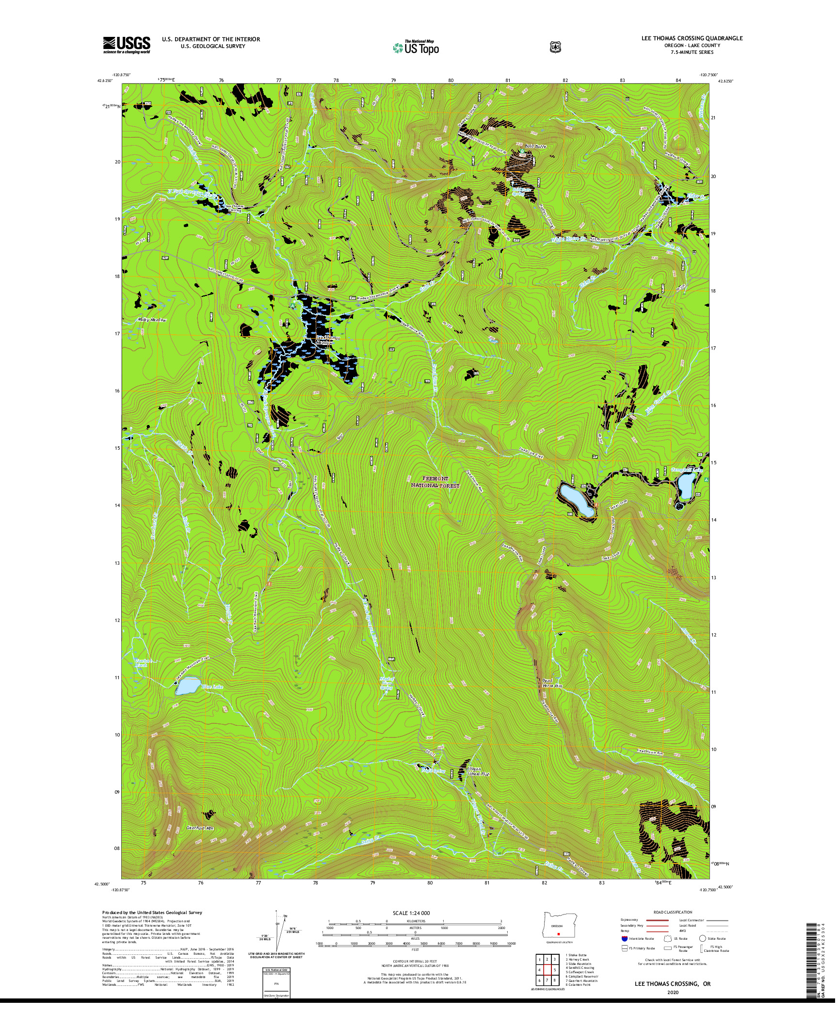 USGS US TOPO 7.5-MINUTE MAP FOR LEE THOMAS CROSSING, OR 2020