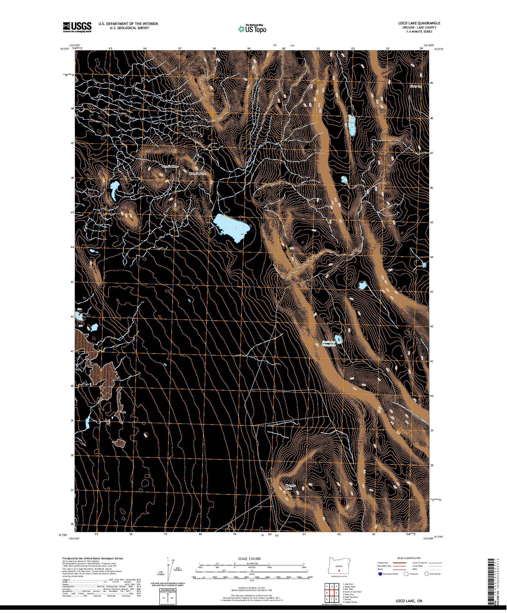 USGS US TOPO 7.5-MINUTE MAP FOR LOCO LAKE, OR 2020