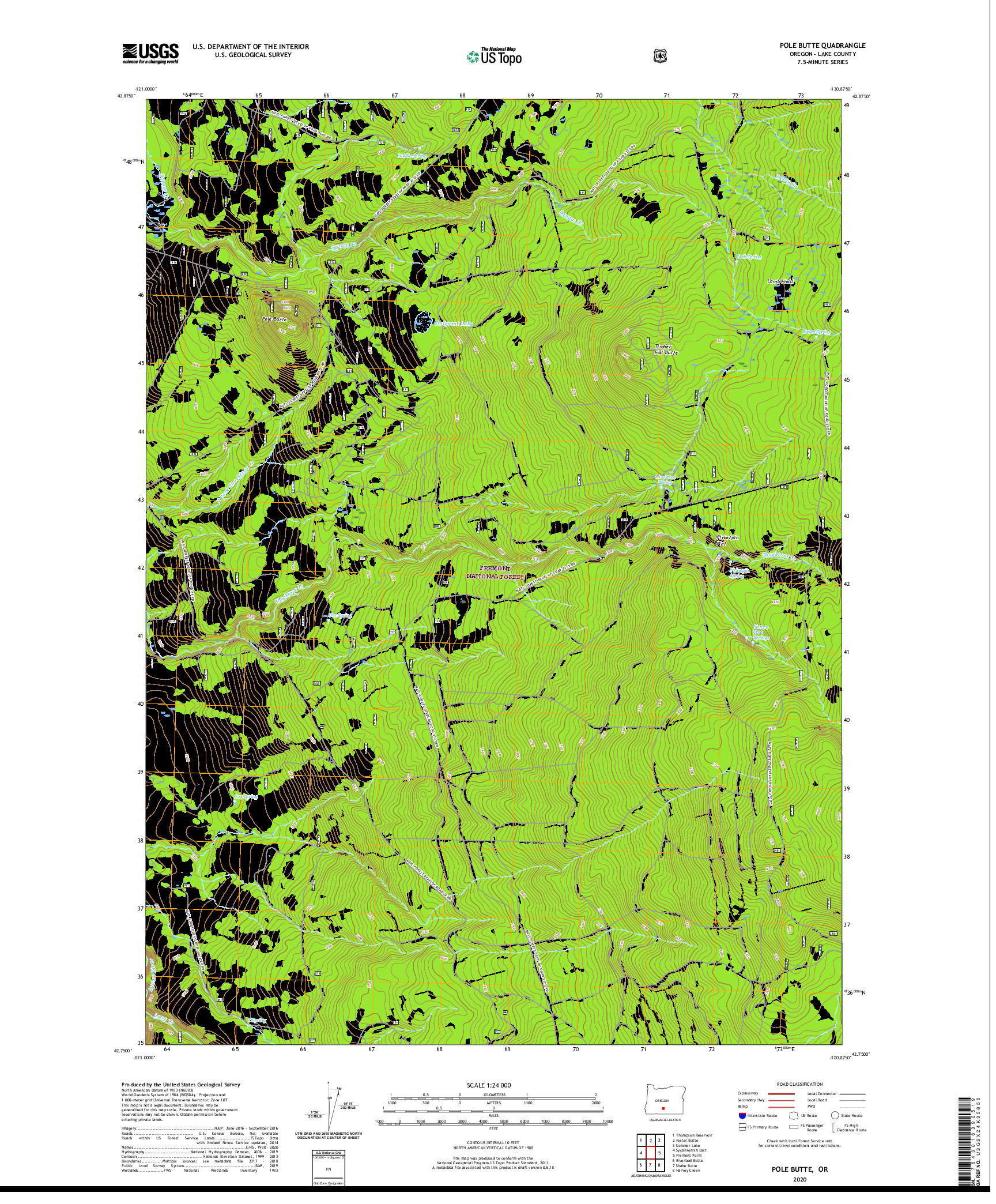USGS US TOPO 7.5-MINUTE MAP FOR POLE BUTTE, OR 2020