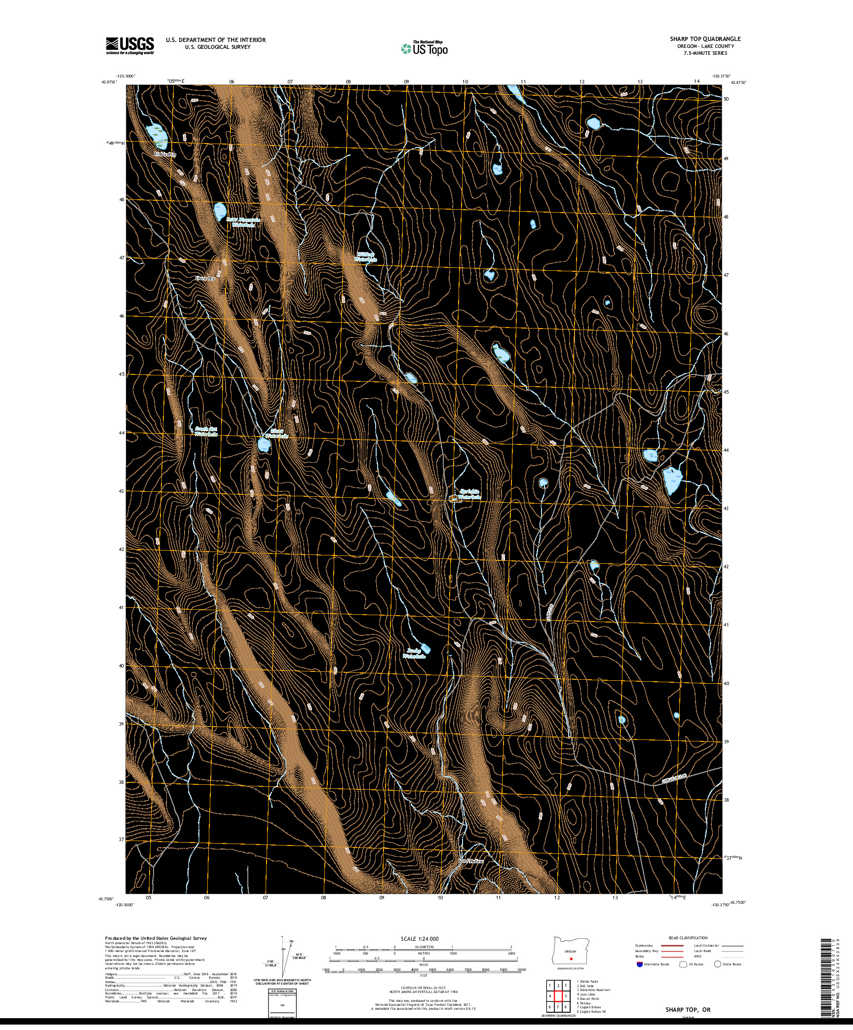 USGS US TOPO 7.5-MINUTE MAP FOR SHARP TOP, OR 2020