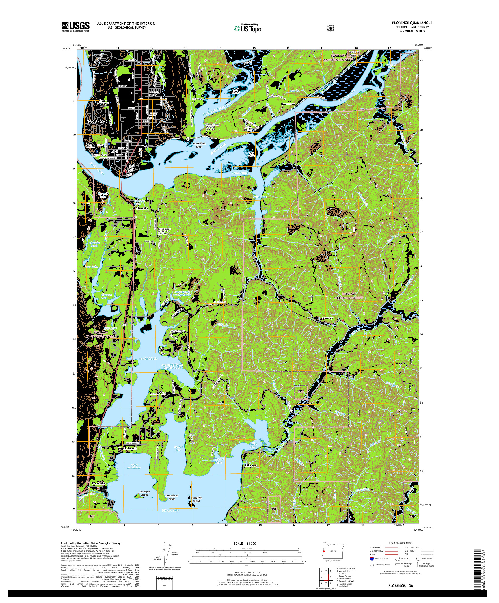 USGS US TOPO 7.5-MINUTE MAP FOR FLORENCE, OR 2020