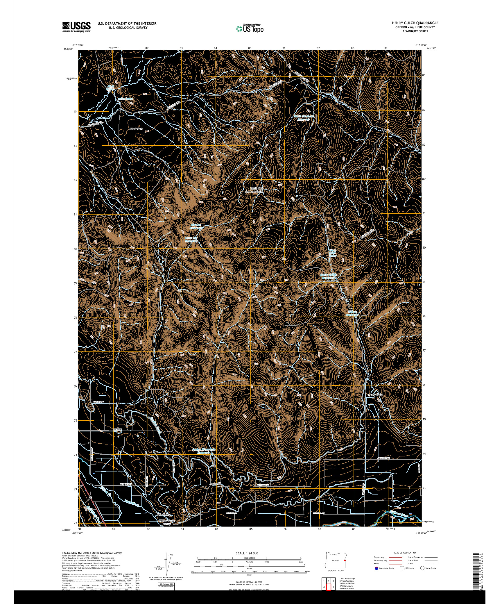 USGS US TOPO 7.5-MINUTE MAP FOR HENRY GULCH, OR 2020