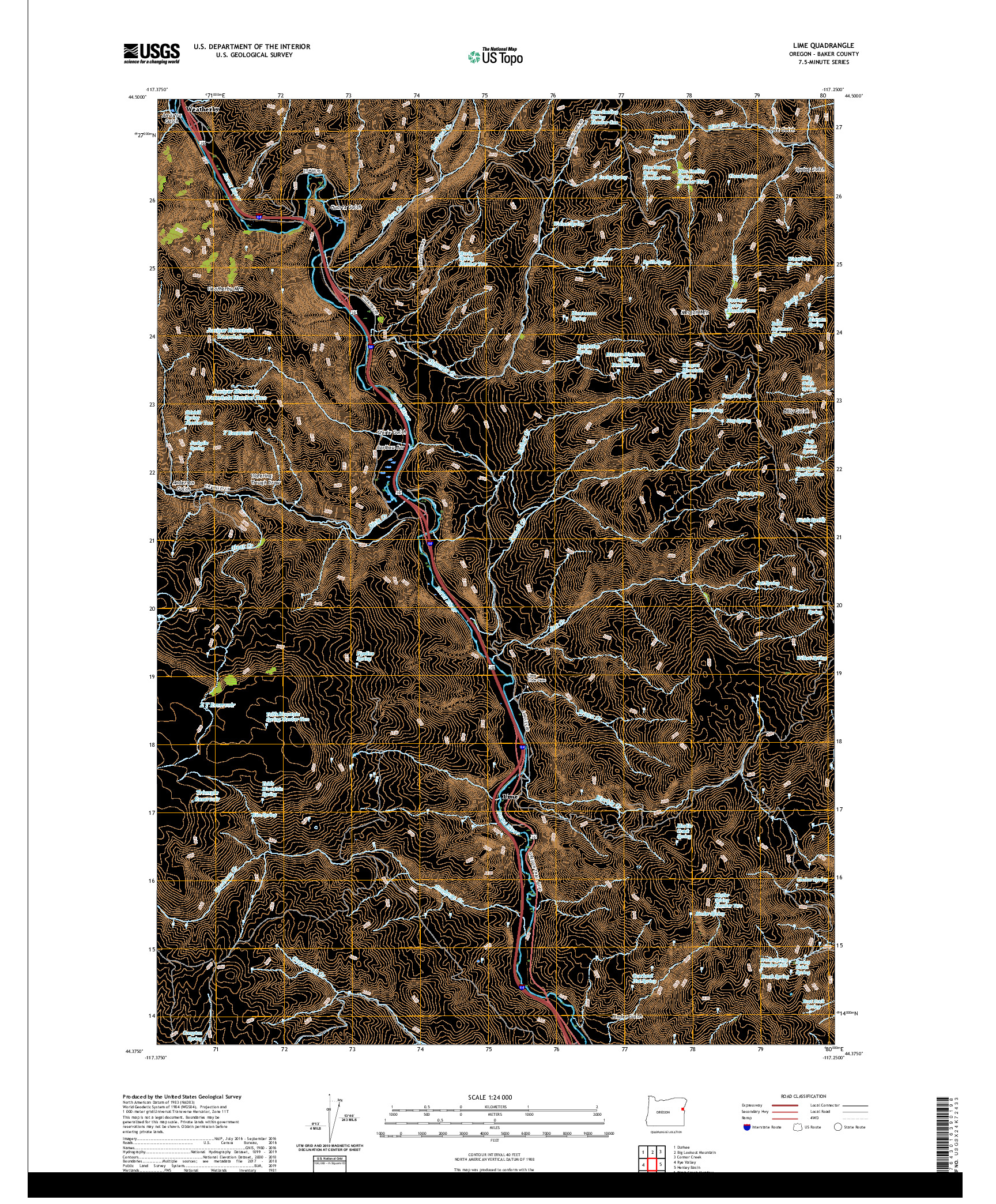 USGS US TOPO 7.5-MINUTE MAP FOR LIME, OR 2020