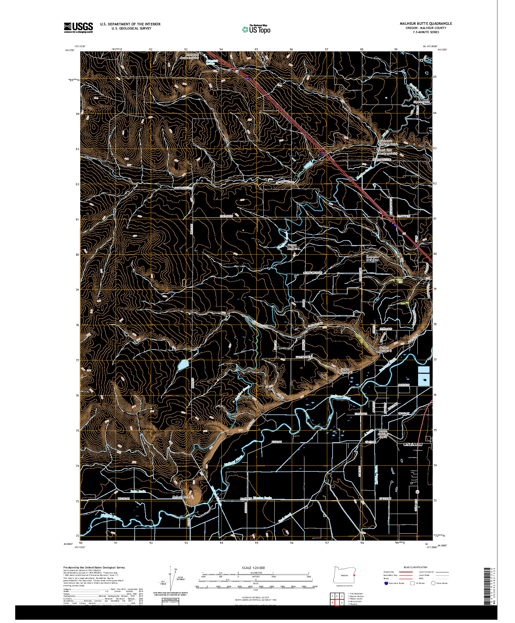 USGS US TOPO 7.5-MINUTE MAP FOR MALHEUR BUTTE, OR 2020