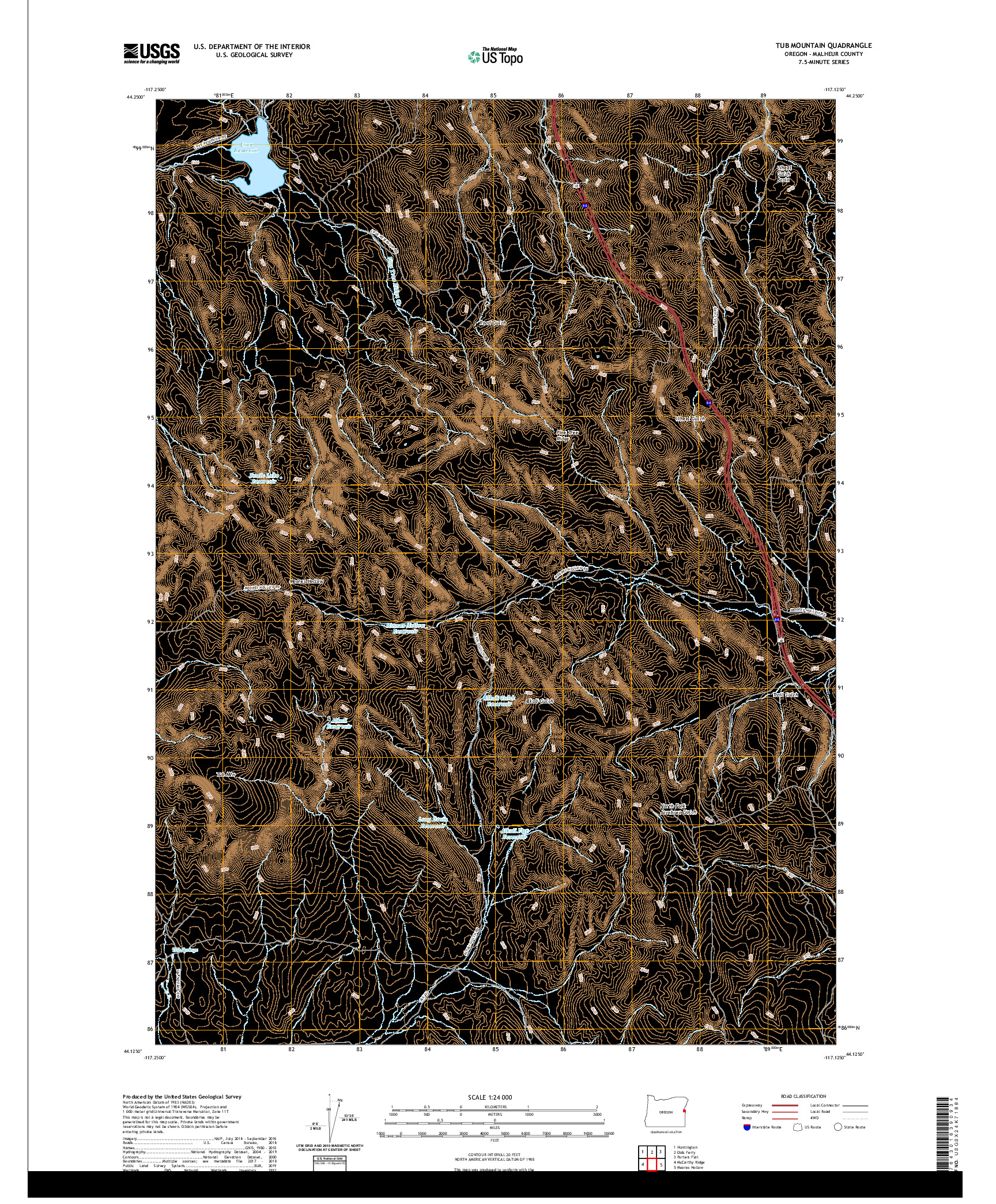USGS US TOPO 7.5-MINUTE MAP FOR TUB MOUNTAIN, OR 2020