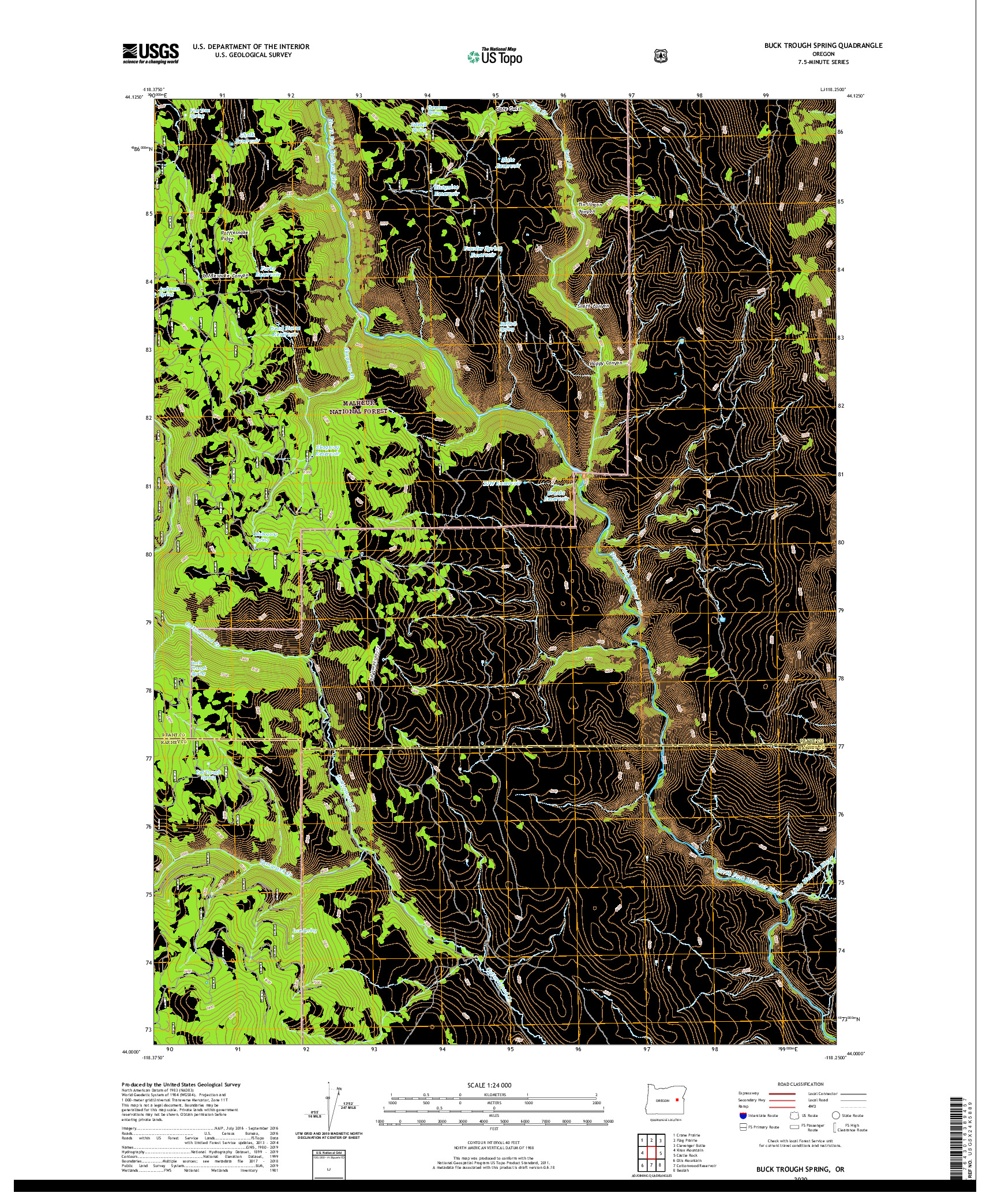 USGS US TOPO 7.5-MINUTE MAP FOR BUCK TROUGH SPRING, OR 2020