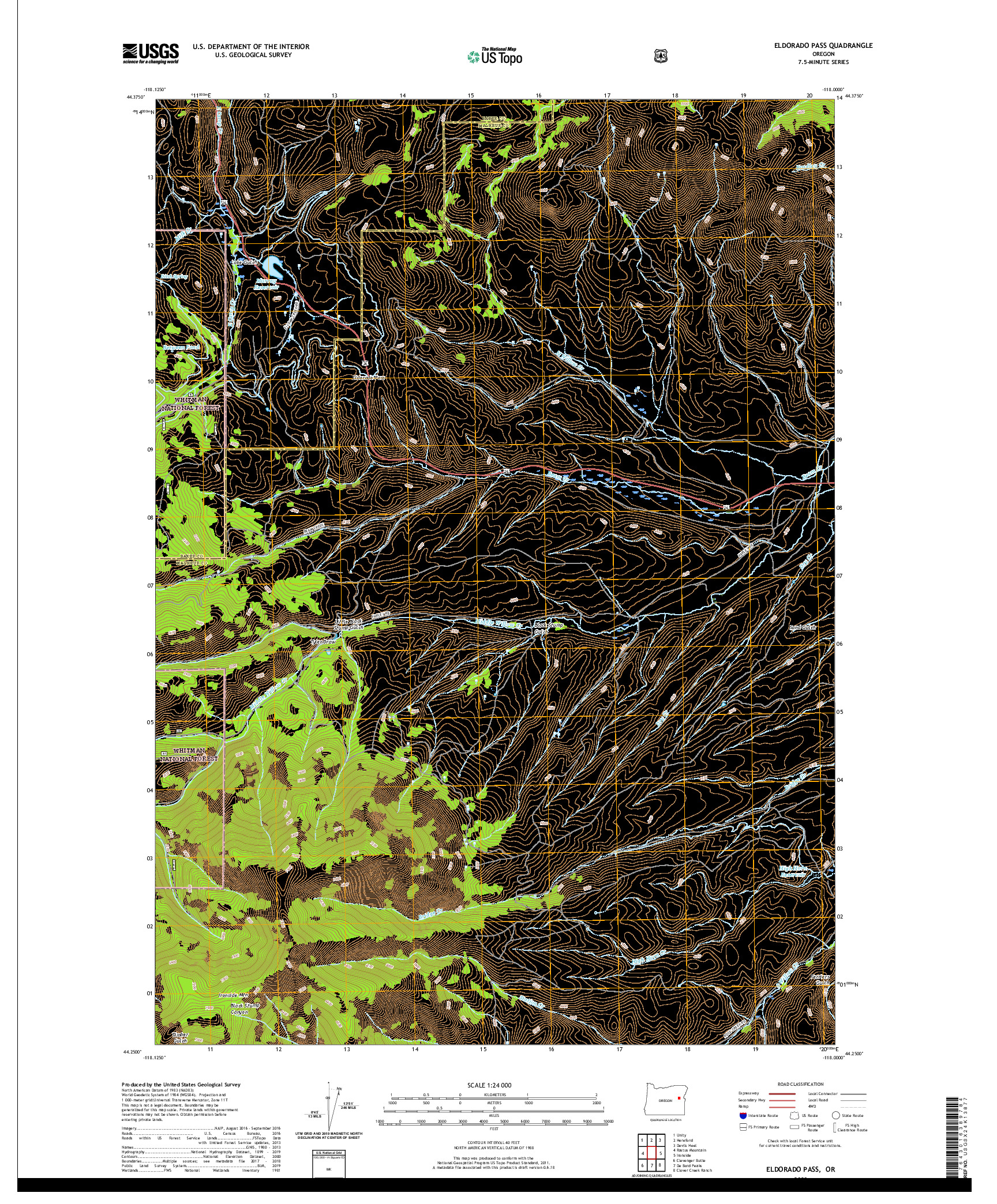 USGS US TOPO 7.5-MINUTE MAP FOR ELDORADO PASS, OR 2020
