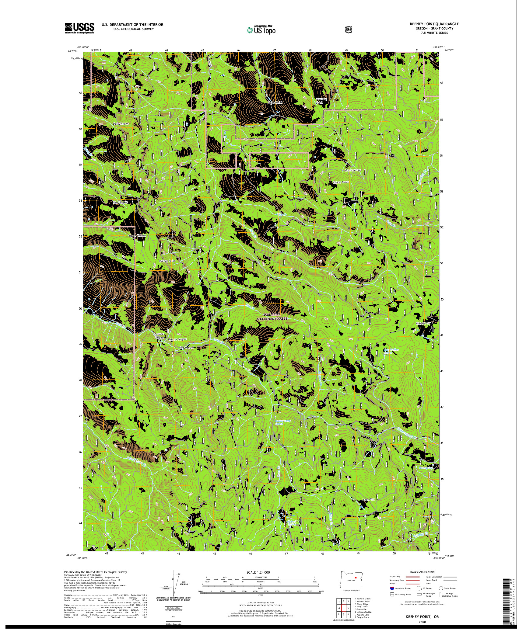 USGS US TOPO 7.5-MINUTE MAP FOR KEENEY POINT, OR 2020