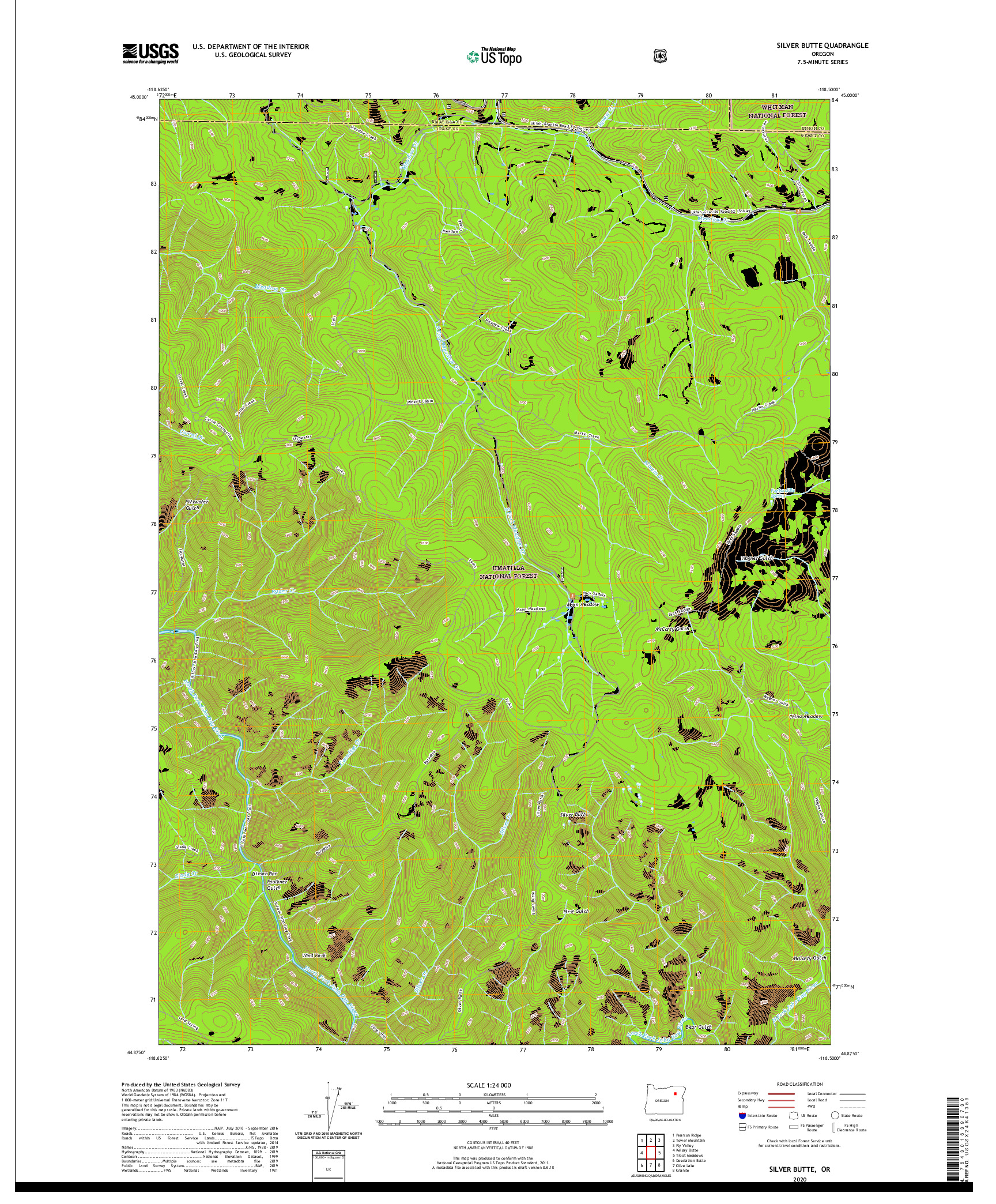 USGS US TOPO 7.5-MINUTE MAP FOR SILVER BUTTE, OR 2020