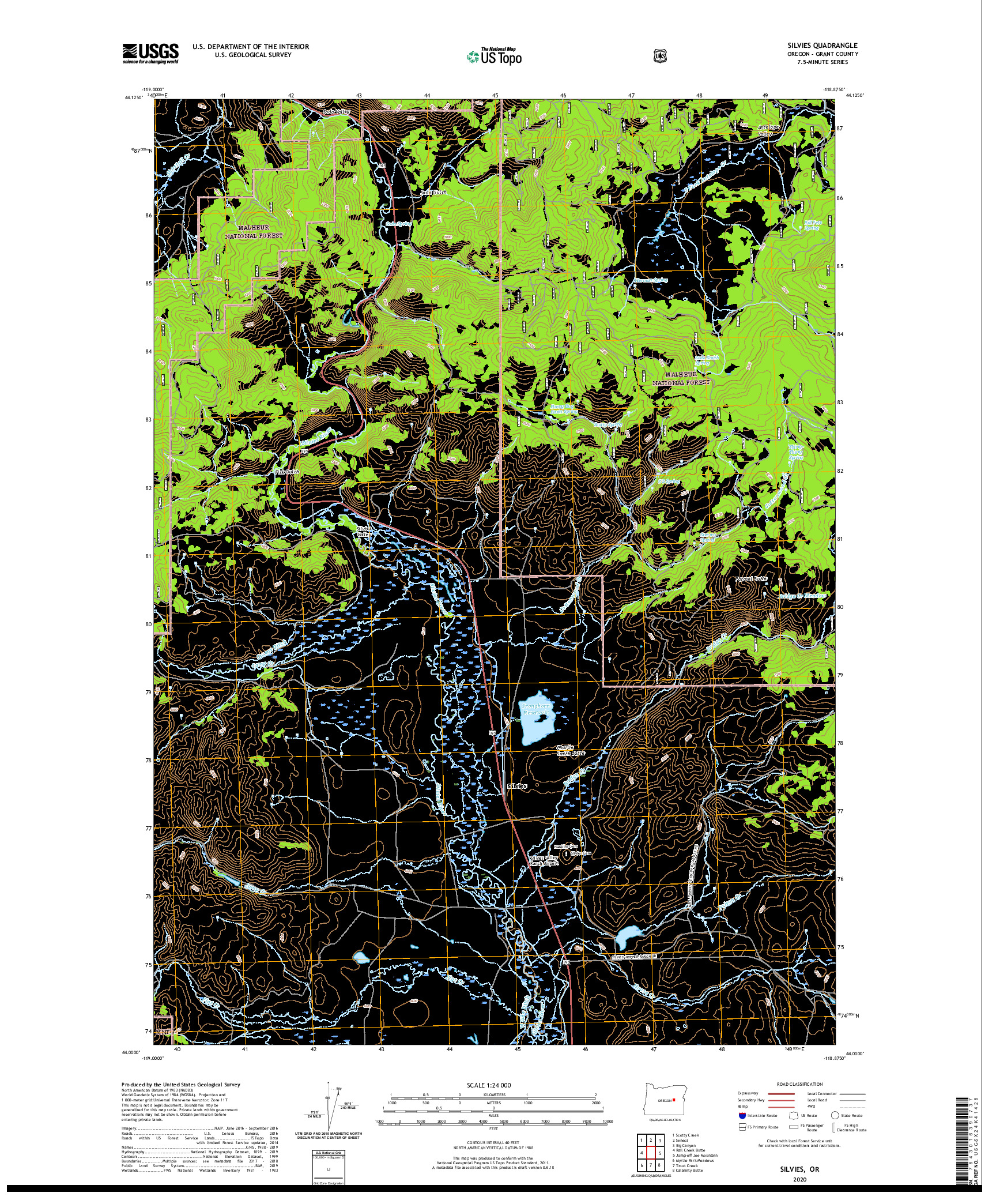 USGS US TOPO 7.5-MINUTE MAP FOR SILVIES, OR 2020