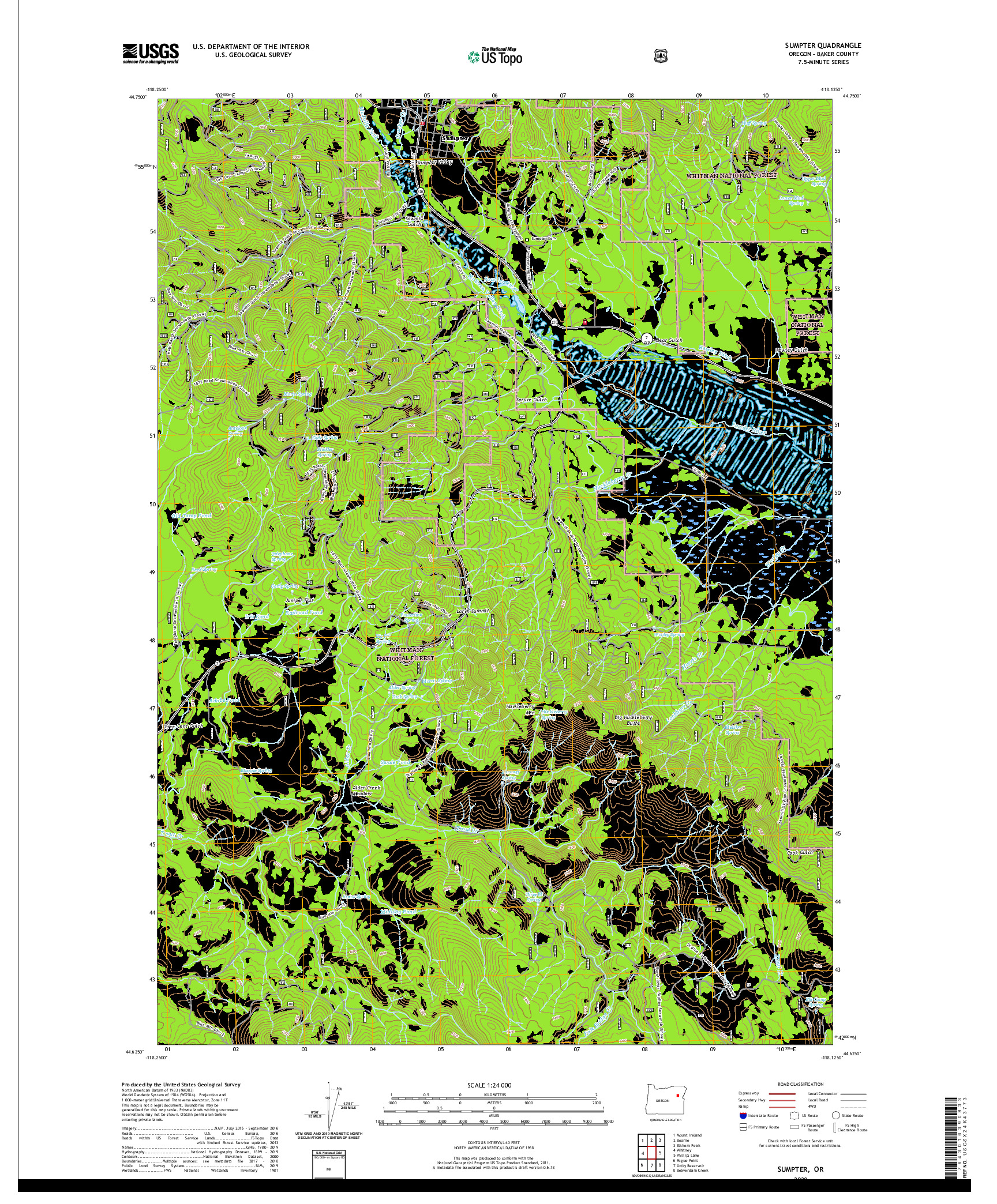 USGS US TOPO 7.5-MINUTE MAP FOR SUMPTER, OR 2020