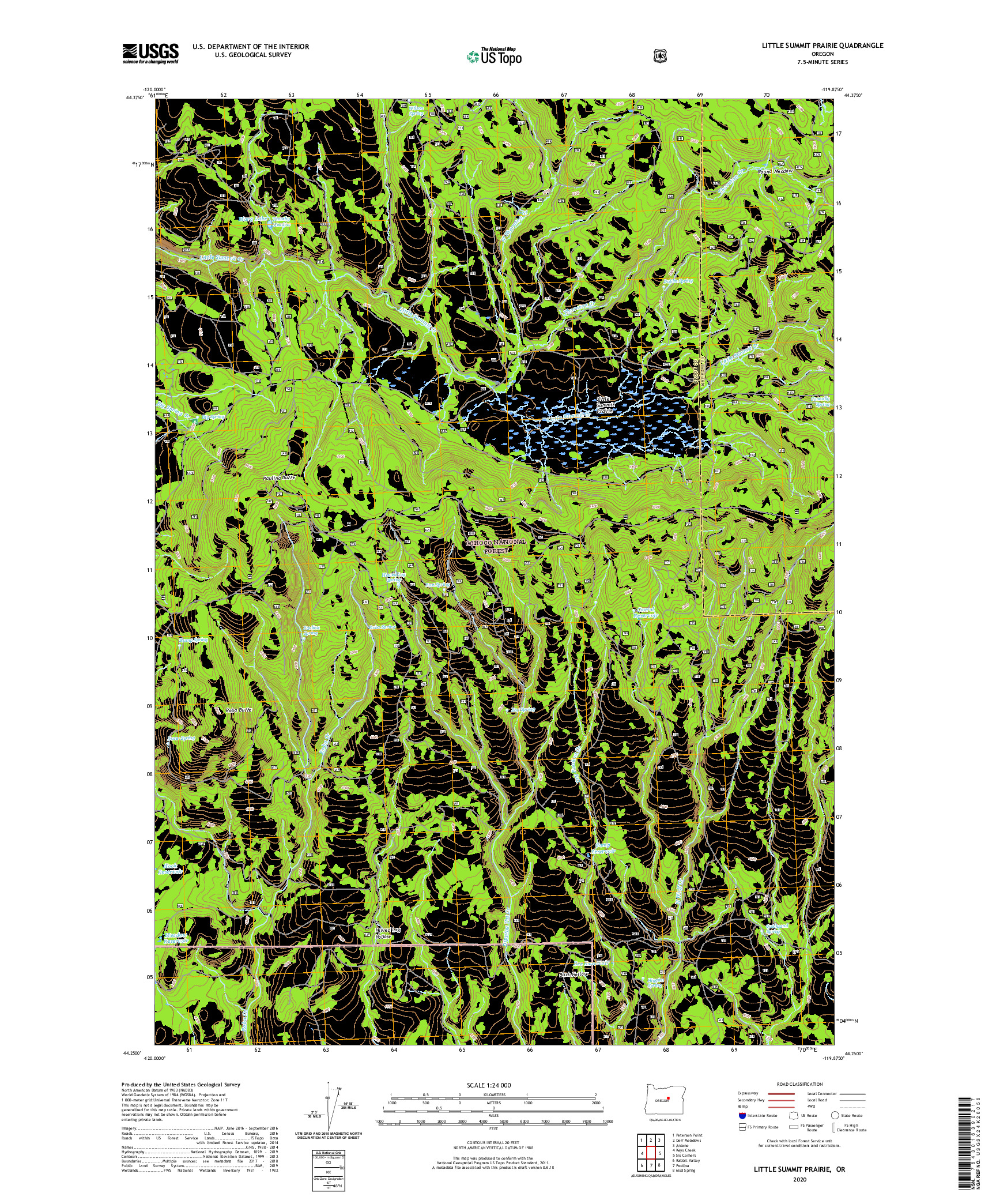 USGS US TOPO 7.5-MINUTE MAP FOR LITTLE SUMMIT PRAIRIE, OR 2020