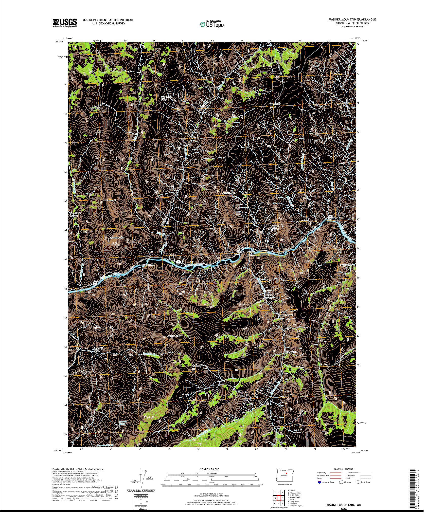 USGS US TOPO 7.5-MINUTE MAP FOR MASIKER MOUNTAIN, OR 2020