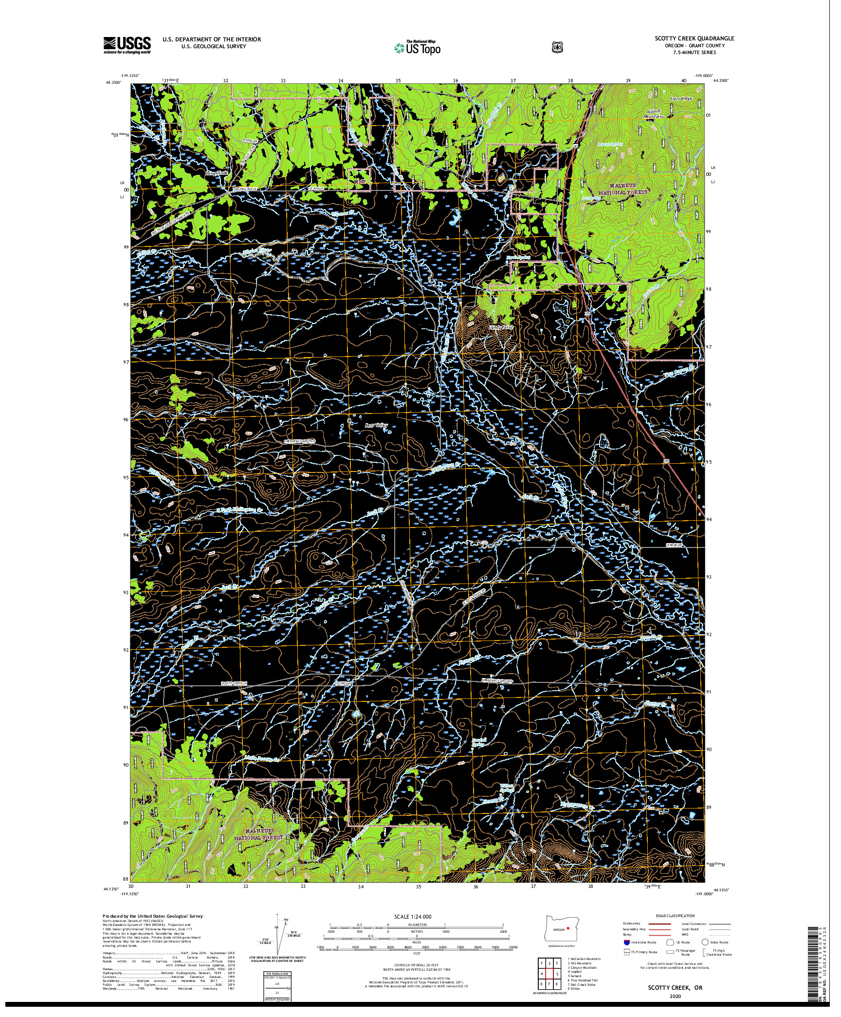USGS US TOPO 7.5-MINUTE MAP FOR SCOTTY CREEK, OR 2020
