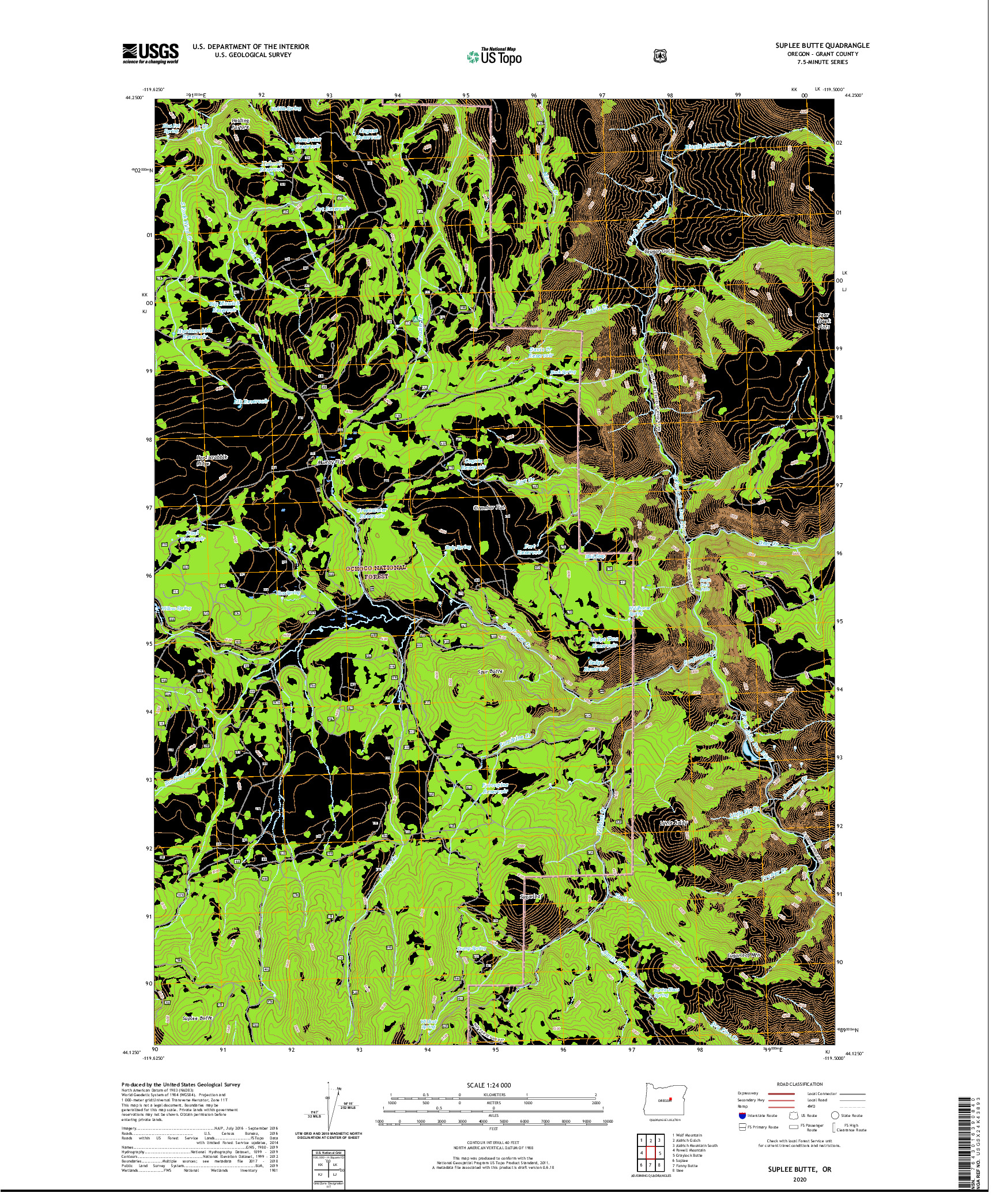 USGS US TOPO 7.5-MINUTE MAP FOR SUPLEE BUTTE, OR 2020