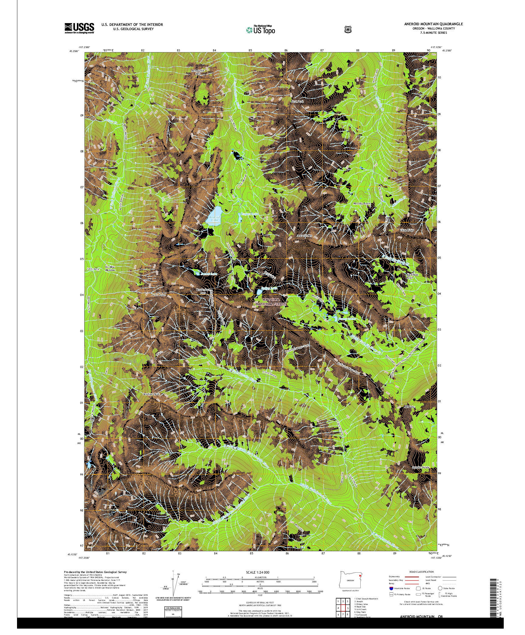 USGS US TOPO 7.5-MINUTE MAP FOR ANEROID MOUNTAIN, OR 2020