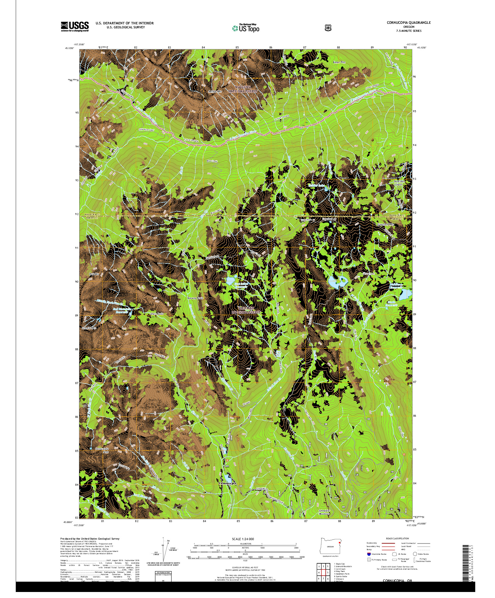 USGS US TOPO 7.5-MINUTE MAP FOR CORNUCOPIA, OR 2020