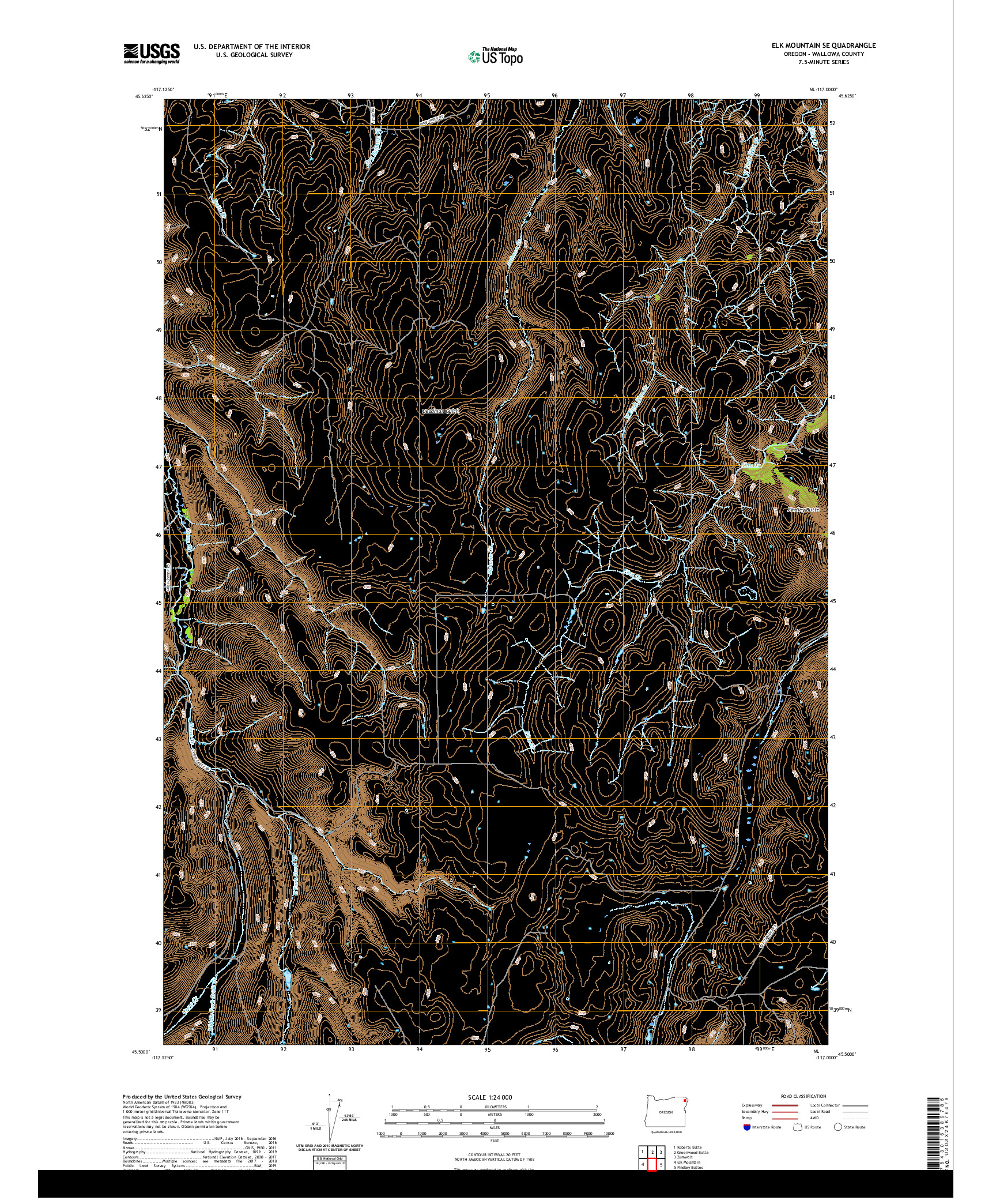 USGS US TOPO 7.5-MINUTE MAP FOR ELK MOUNTAIN SE, OR 2020
