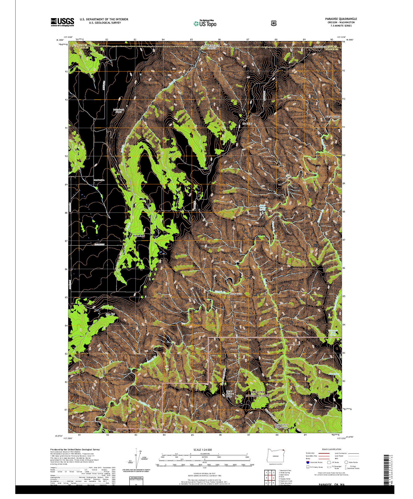 USGS US TOPO 7.5-MINUTE MAP FOR PARADISE, OR,WA 2020