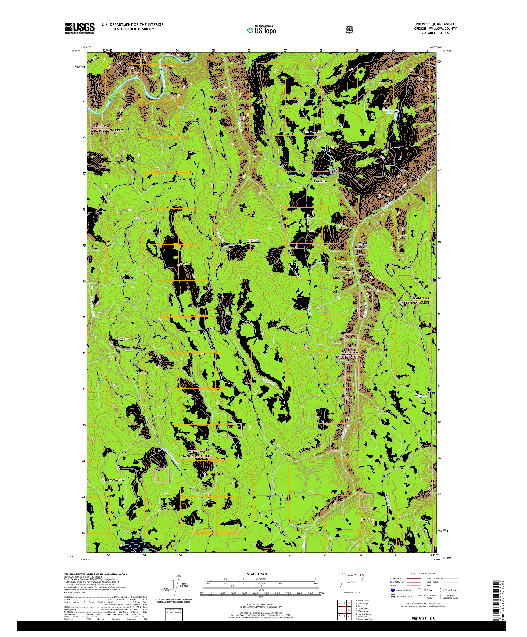 USGS US TOPO 7.5-MINUTE MAP FOR PROMISE, OR 2020