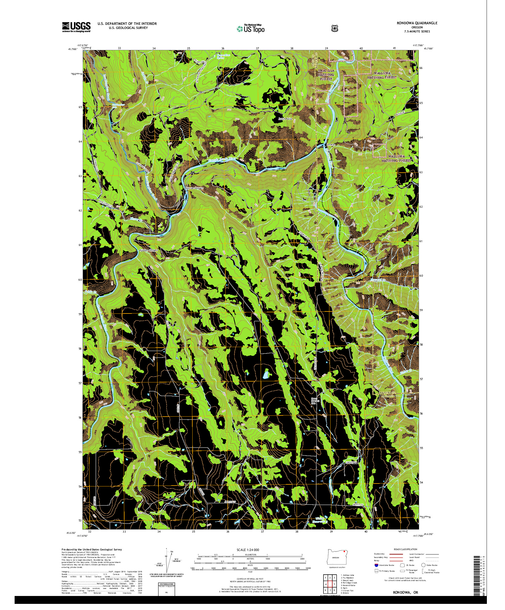 USGS US TOPO 7.5-MINUTE MAP FOR RONDOWA, OR 2020