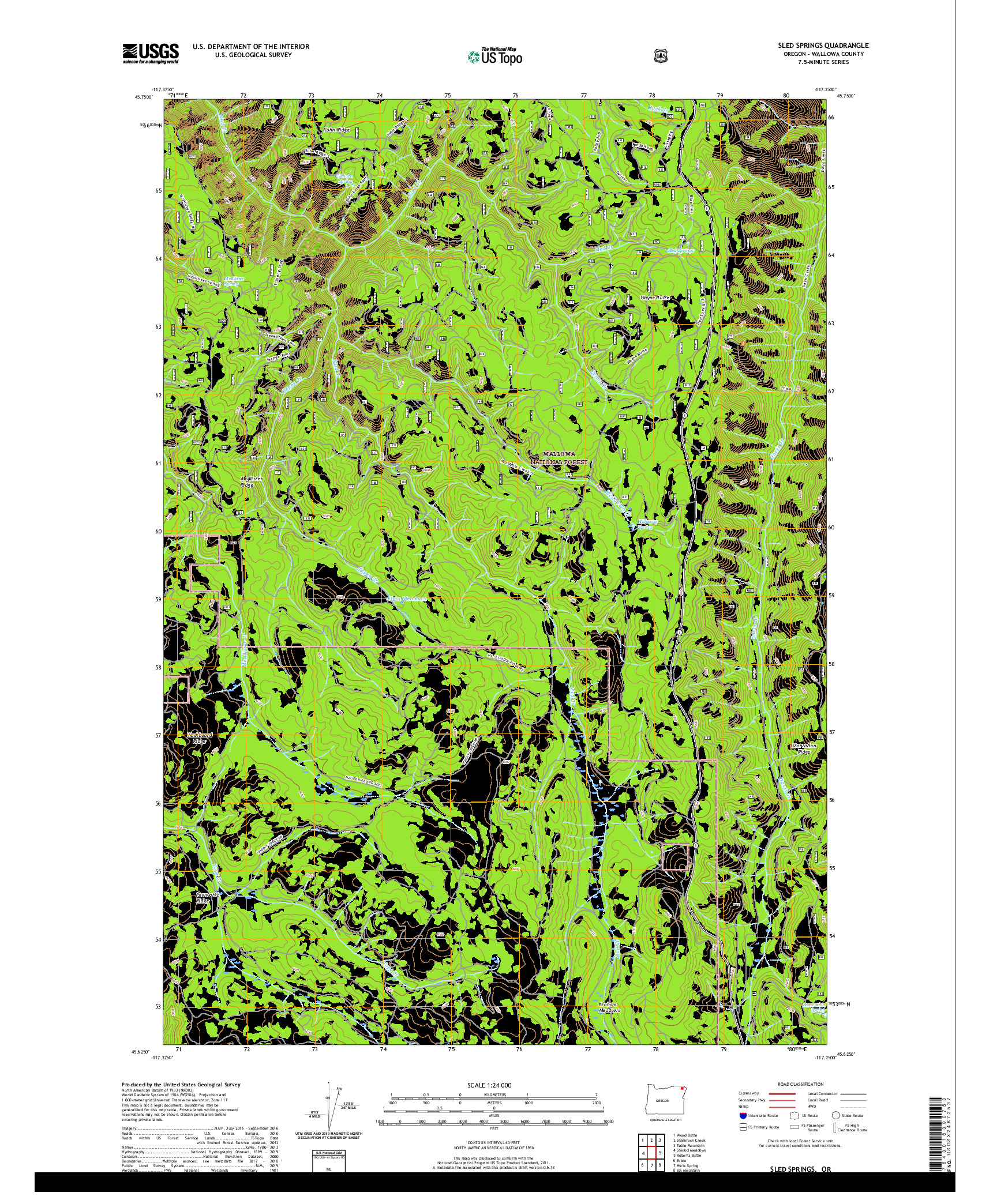 USGS US TOPO 7.5-MINUTE MAP FOR SLED SPRINGS, OR 2020