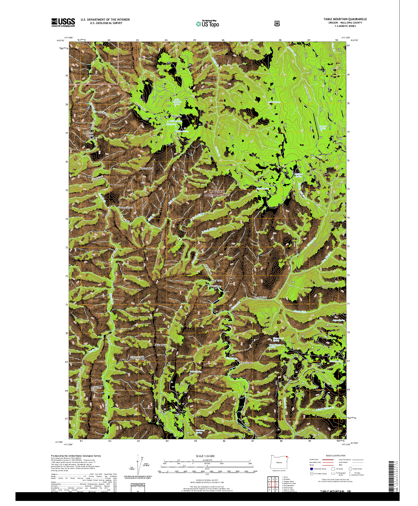 USGS US TOPO 7.5-MINUTE MAP FOR TABLE MOUNTAIN, OR 2020