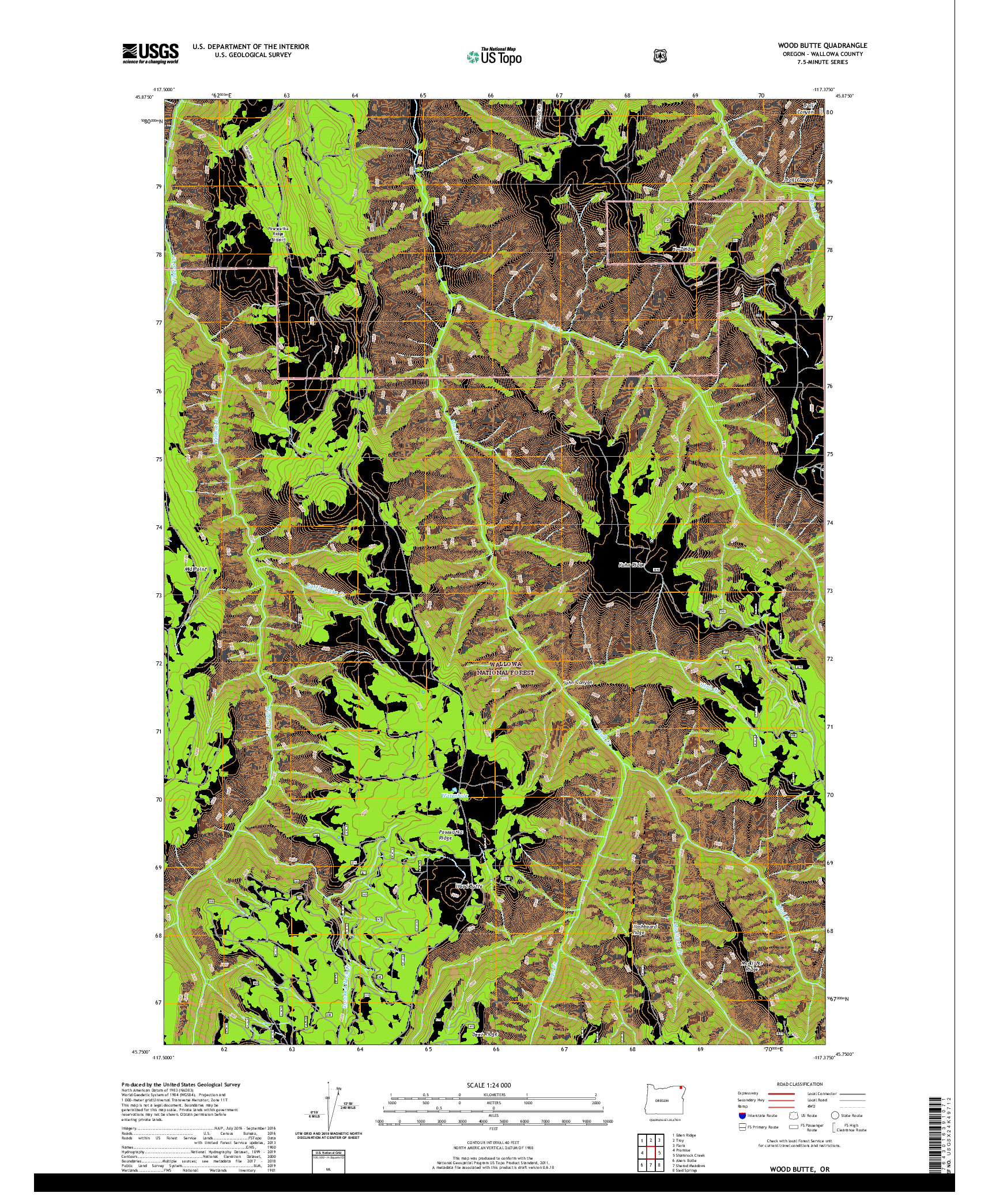 USGS US TOPO 7.5-MINUTE MAP FOR WOOD BUTTE, OR 2020