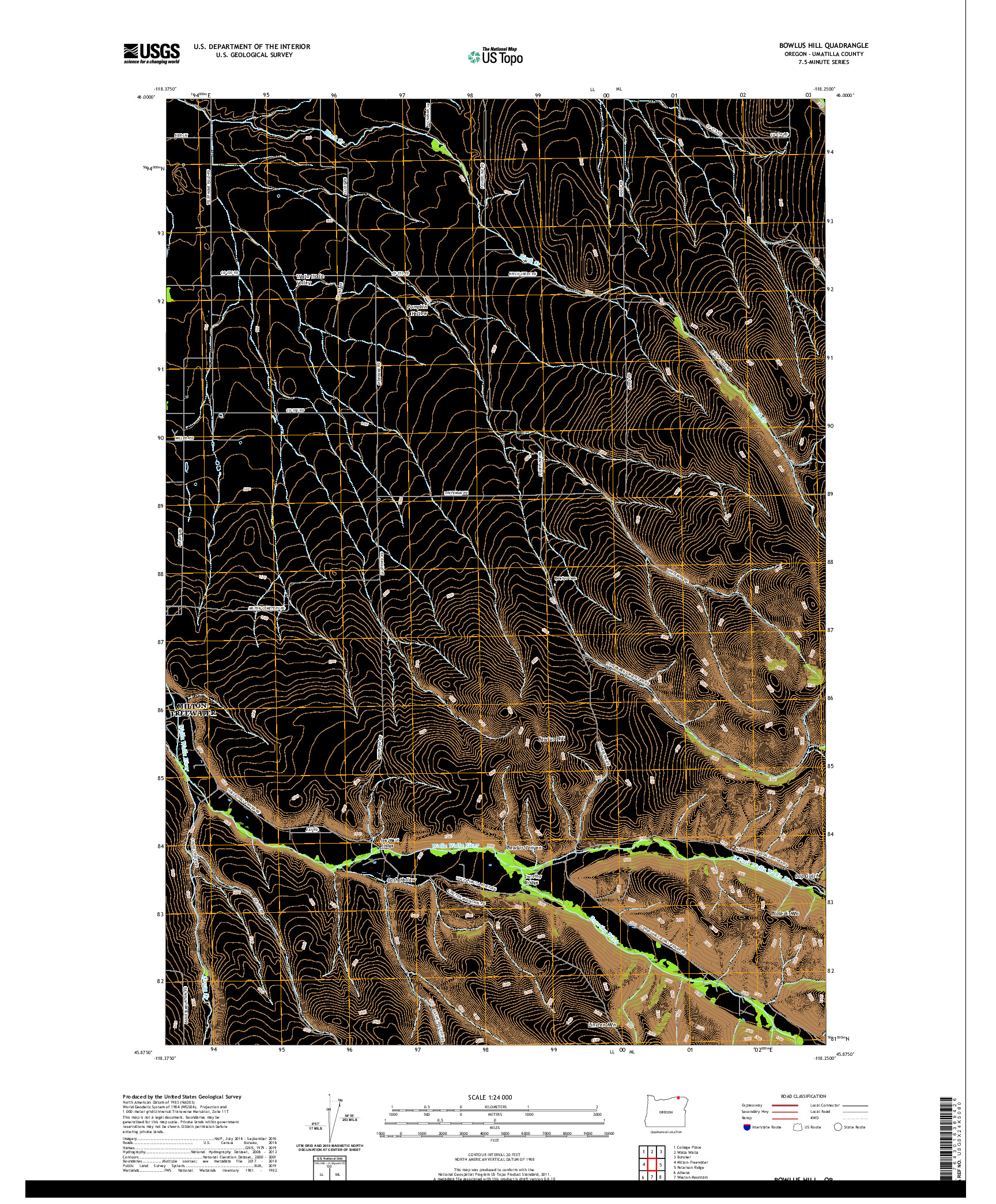 USGS US TOPO 7.5-MINUTE MAP FOR BOWLUS HILL, OR 2020