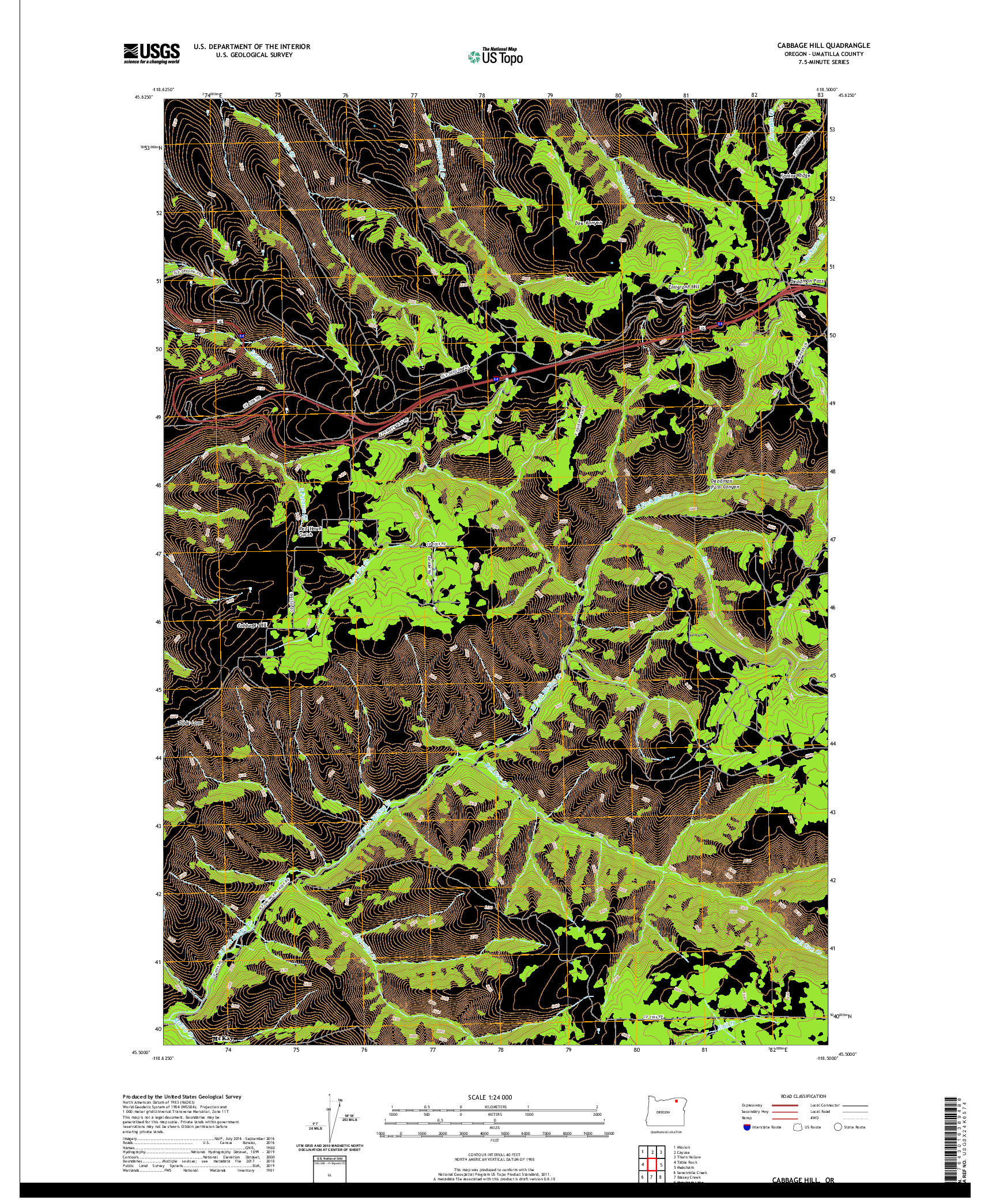 USGS US TOPO 7.5-MINUTE MAP FOR CABBAGE HILL, OR 2020