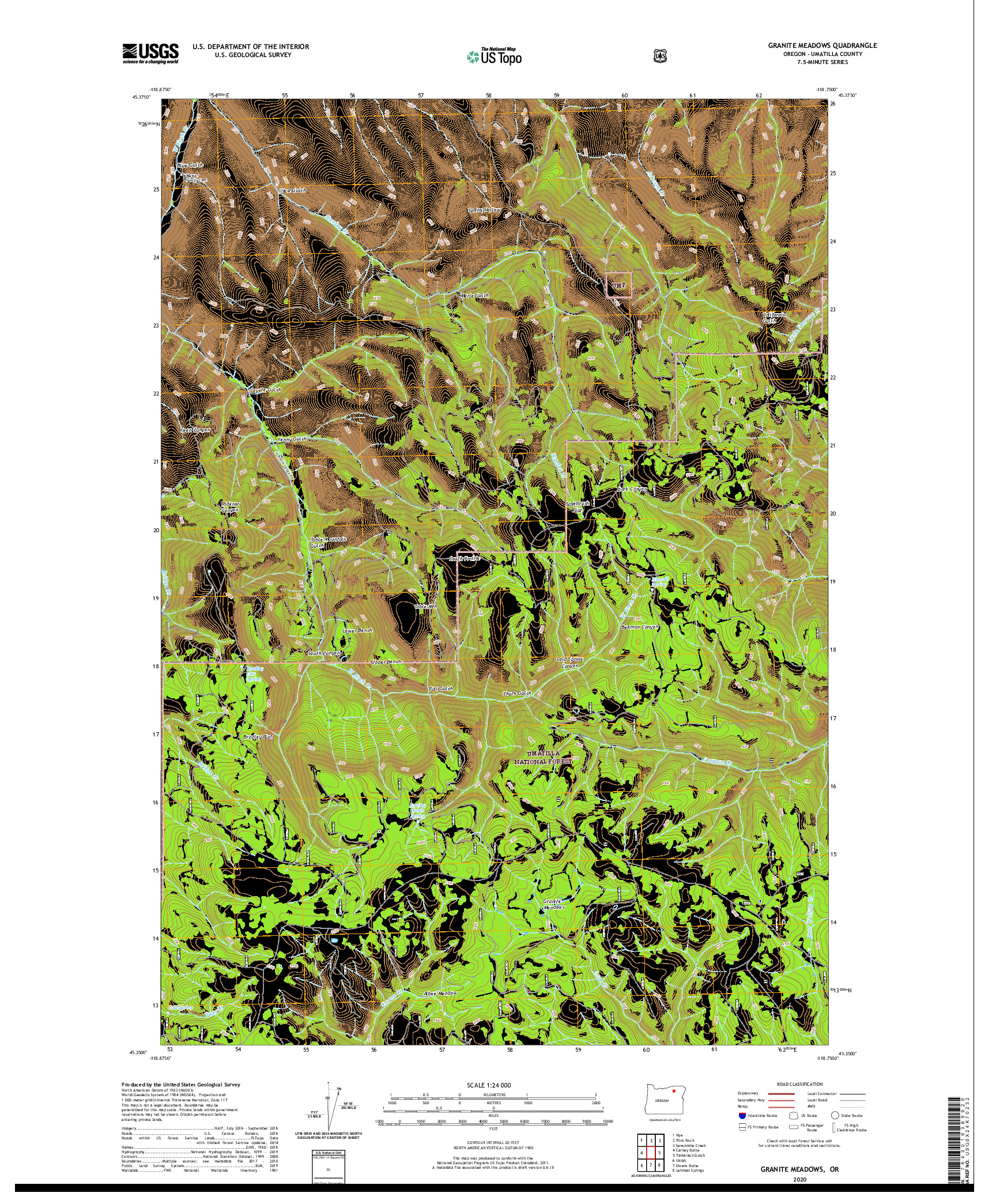 USGS US TOPO 7.5-MINUTE MAP FOR GRANITE MEADOWS, OR 2020
