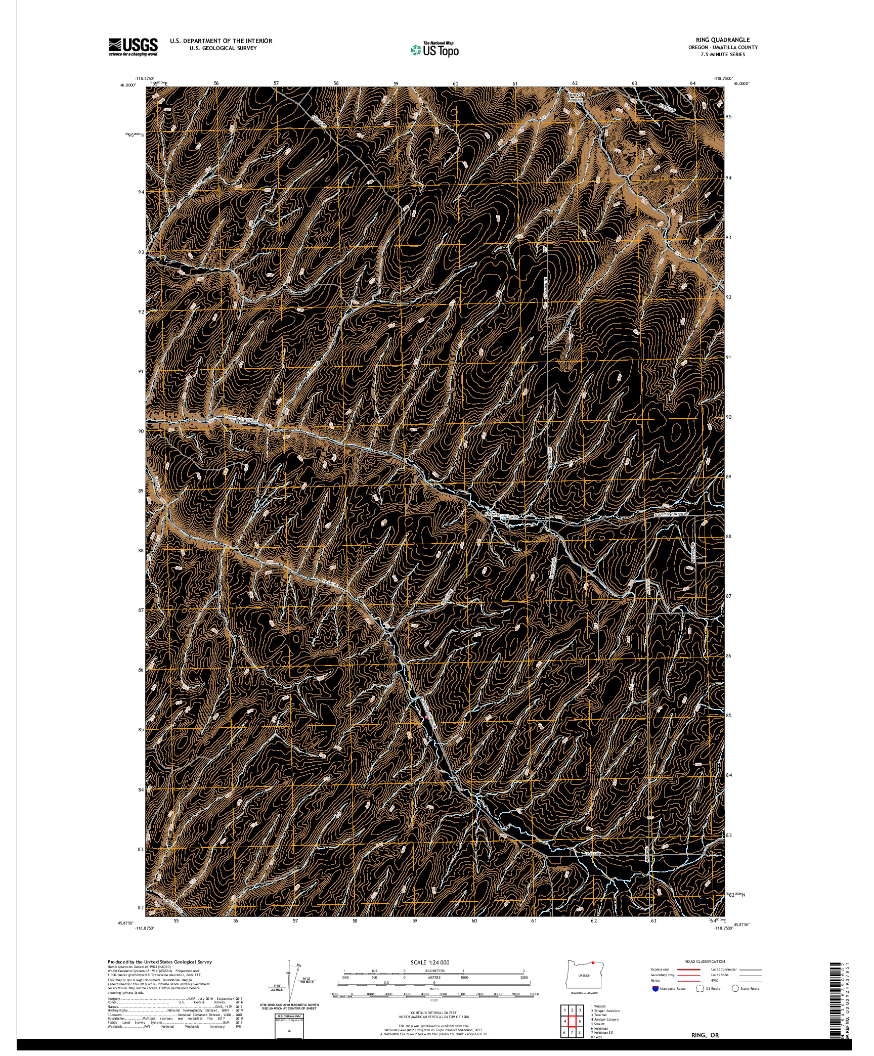 USGS US TOPO 7.5-MINUTE MAP FOR RING, OR 2020