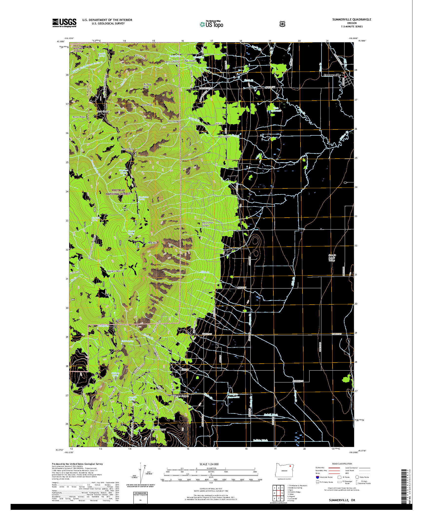 USGS US TOPO 7.5-MINUTE MAP FOR SUMMERVILLE, OR 2020