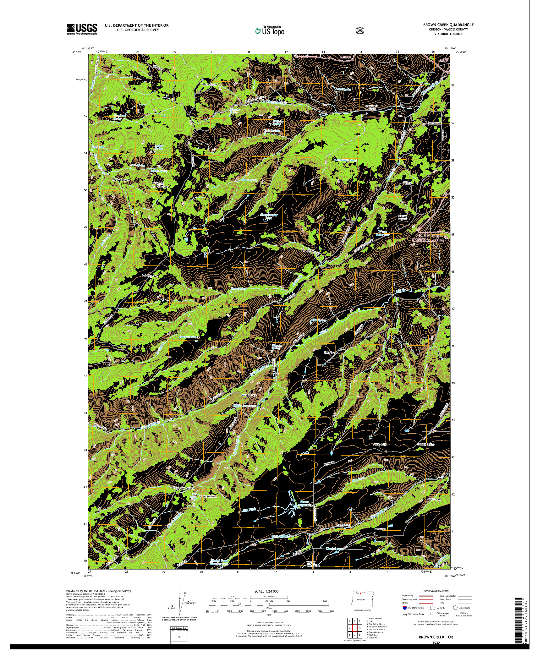 USGS US TOPO 7.5-MINUTE MAP FOR BROWN CREEK, OR 2020